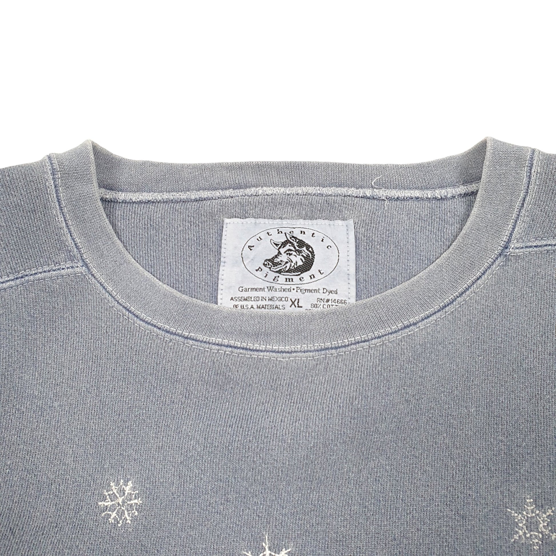 Womens Grey Authentic Pigment The Brrrs Snowman Family Festive Winter Christmas Vintage Crewneck Jumper