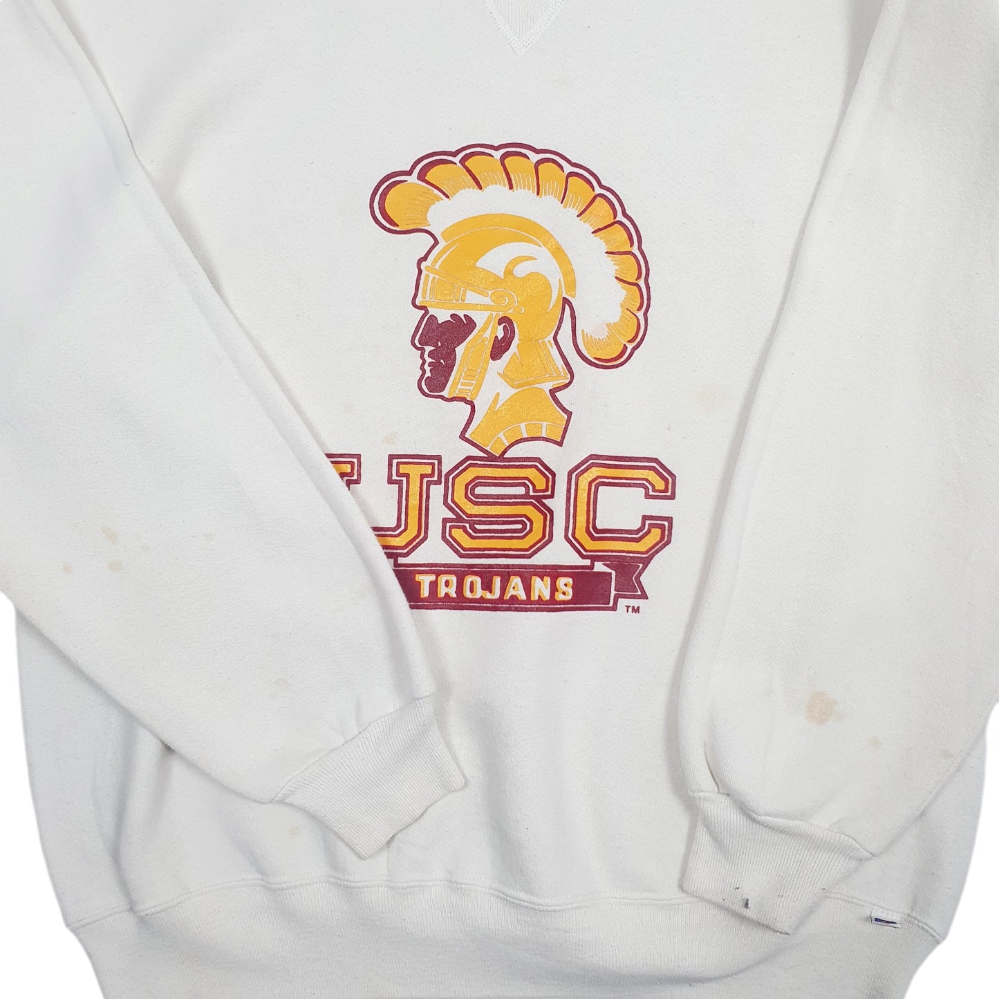 Mens White Russel Athletic Vintage 1990s Made in USA Crewneck Jumper