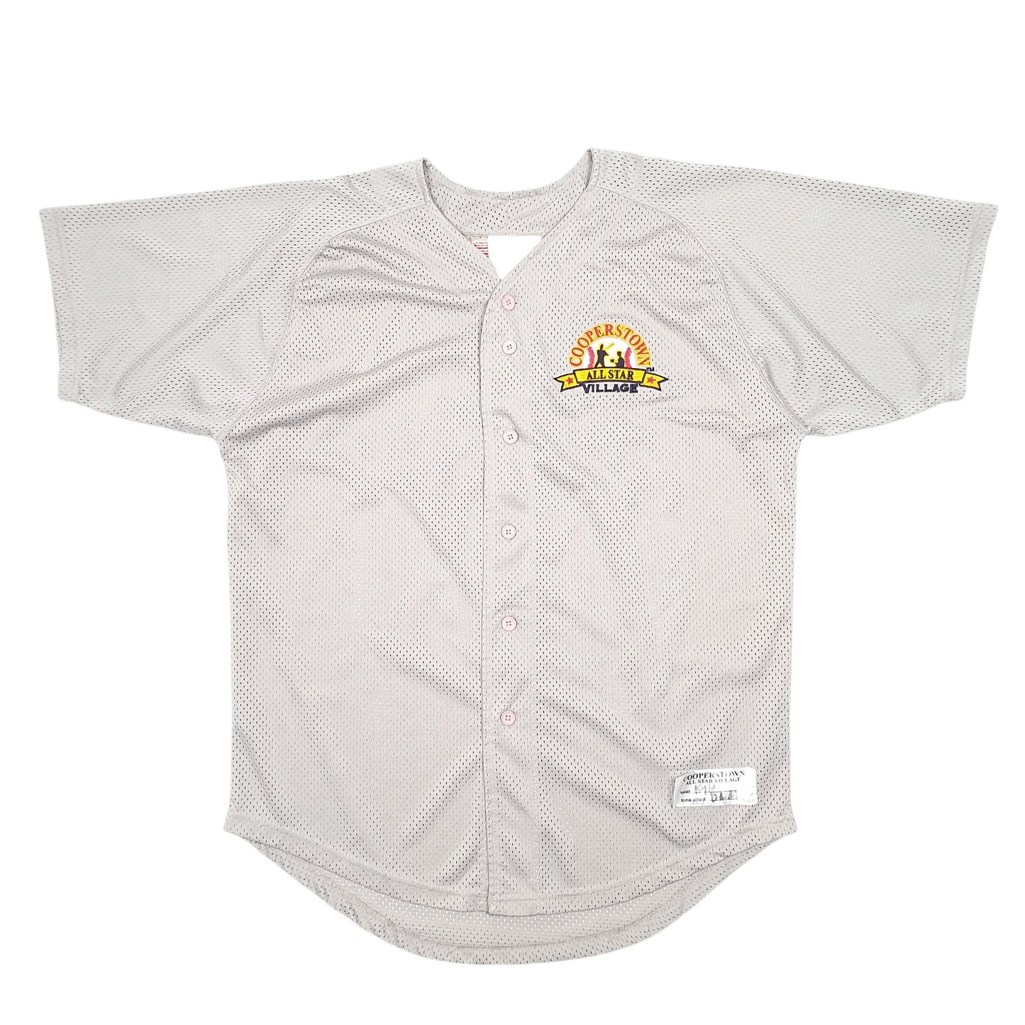 Mens Grey Cooperstown All Star Village Baseball Jersey USA Short Sleeve T Shirt