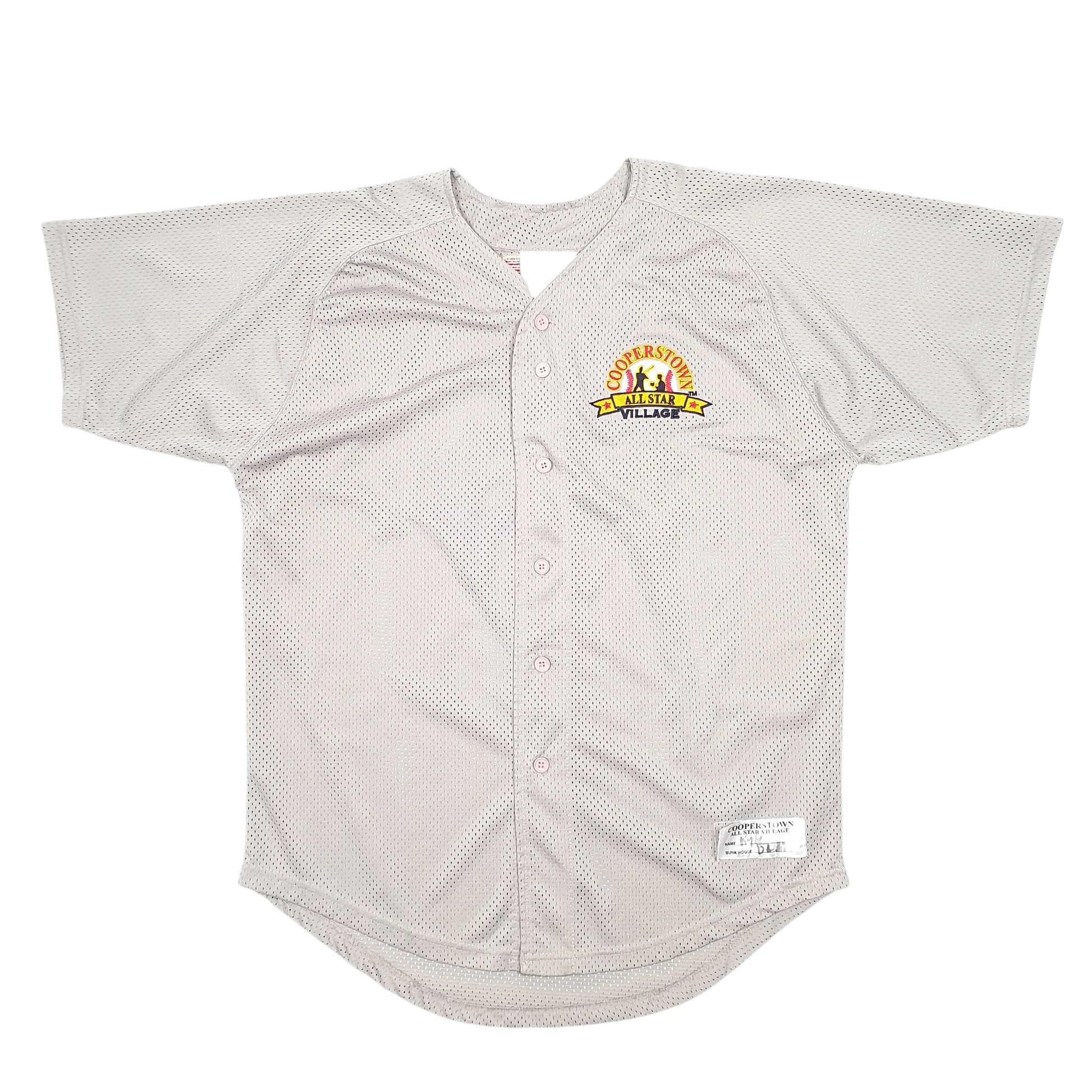 Mens Grey Cooperstown All Star Village Baseball Jersey USA Short Sleeve T Shirt