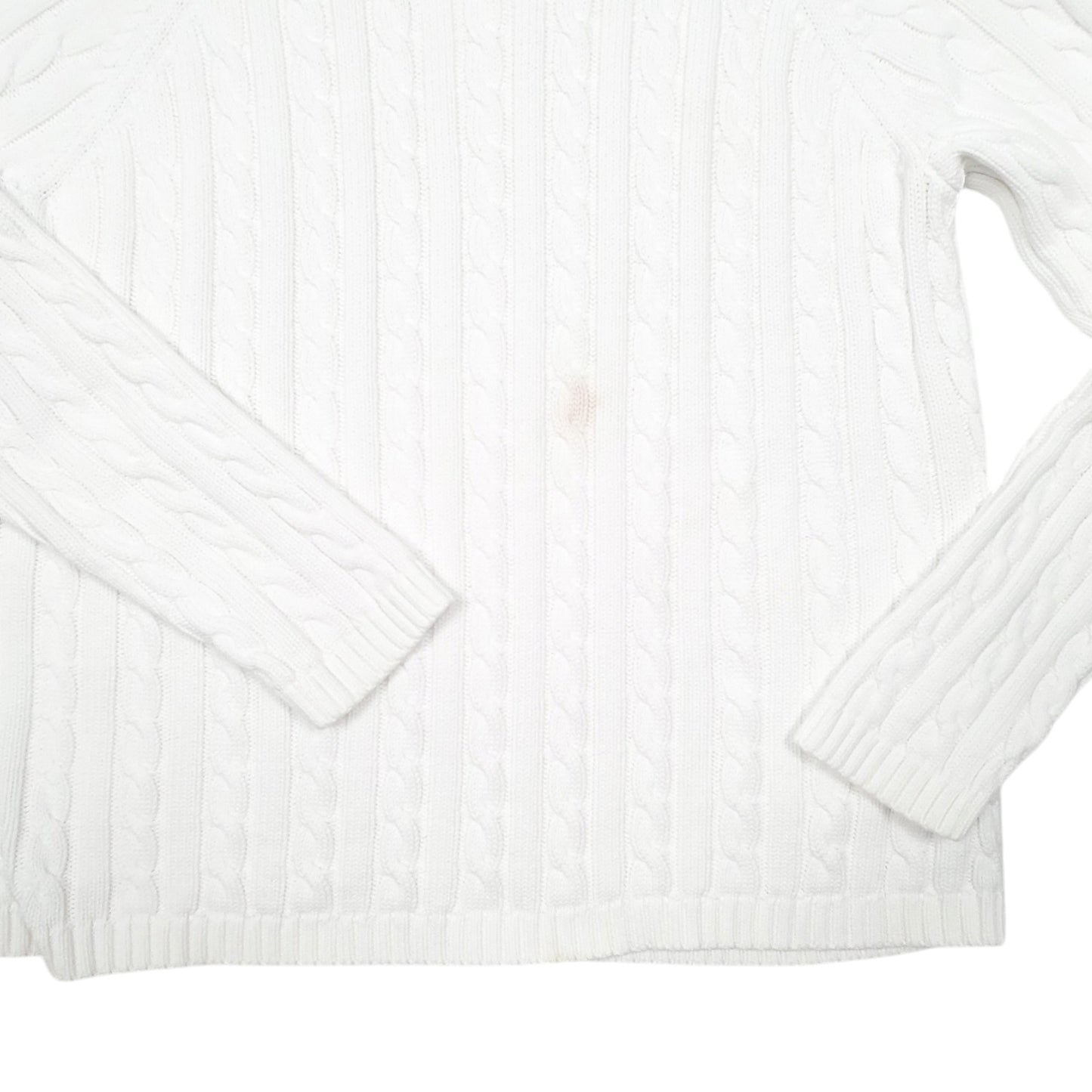 Womens White L.L.Bean Knit Cable Crewneck Jumper
