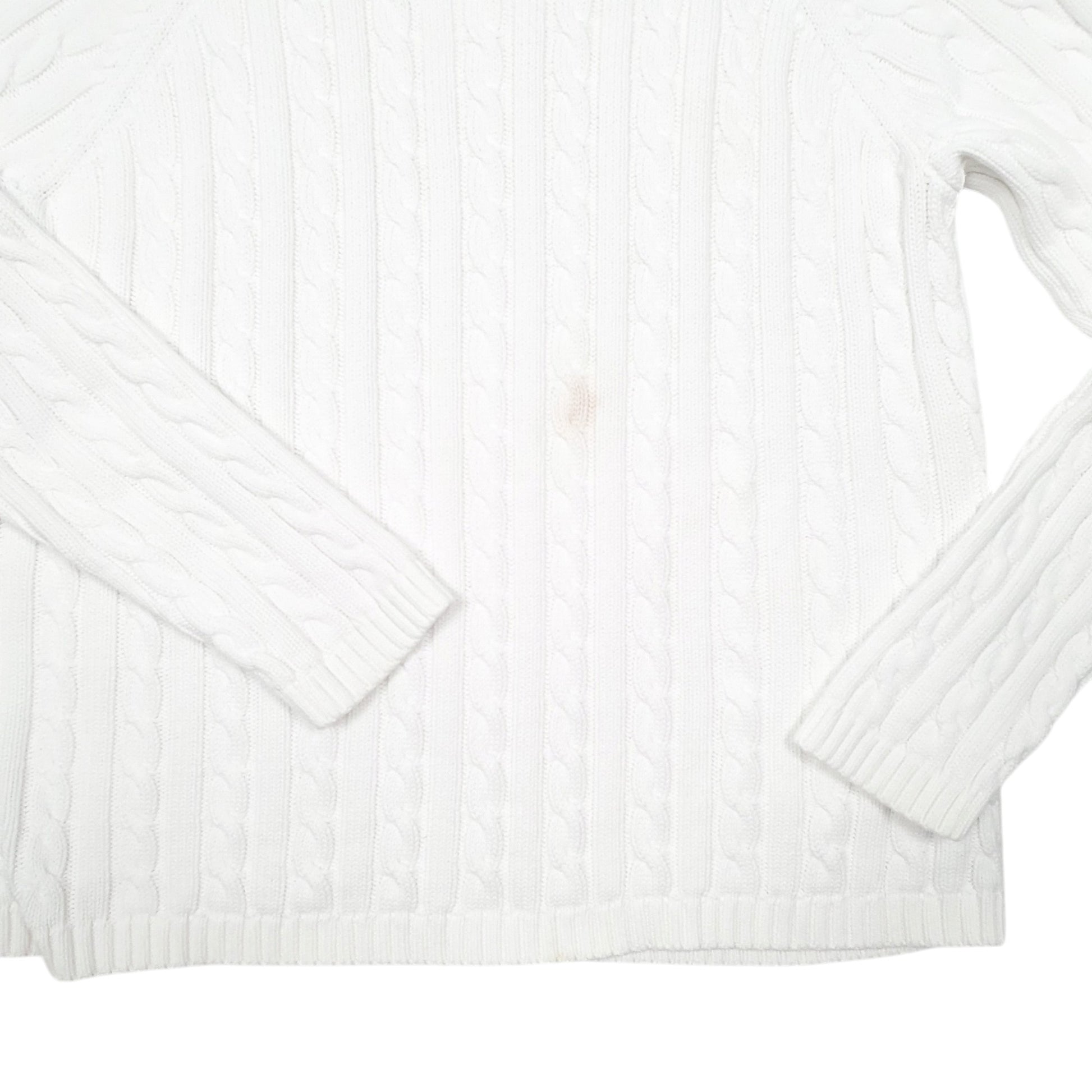 Womens White L.L.Bean Knit Cable Crewneck Jumper