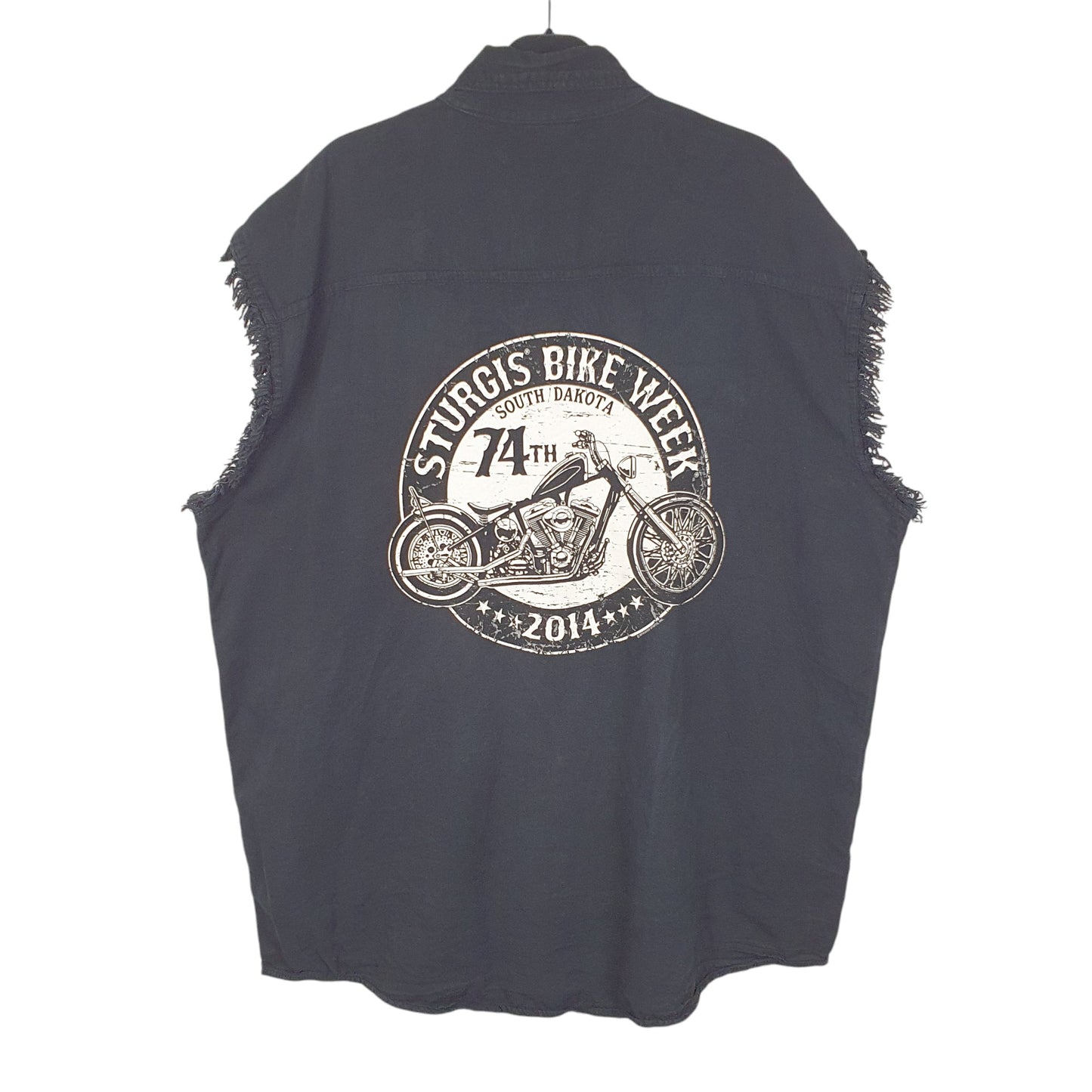 Mens Black Hot Leathers Sturgis Bike Week 2014 USA Biker Sleeveless Short Sleeve Shirt