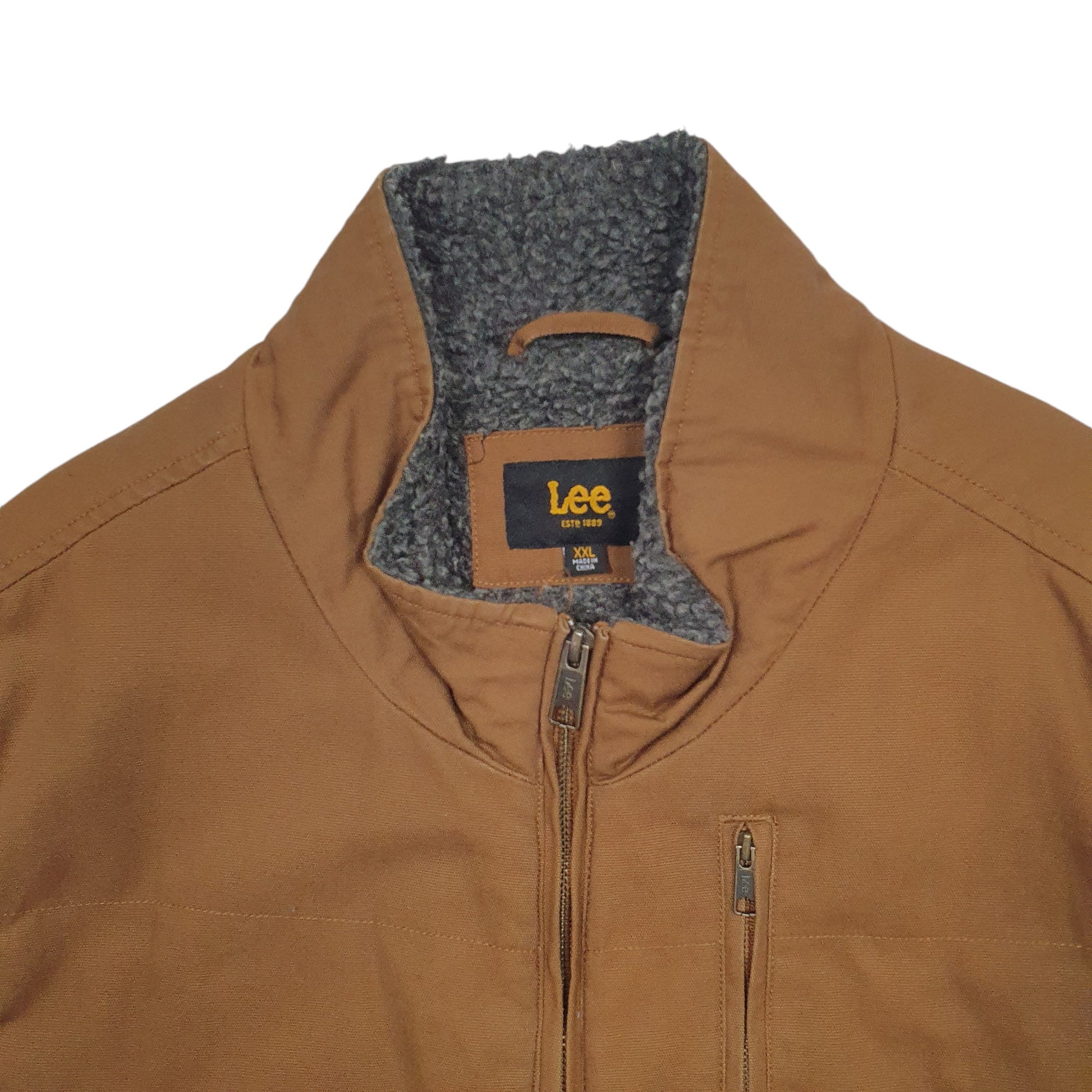 Mens Brown Lee Thermal Lined Crewneck Coat