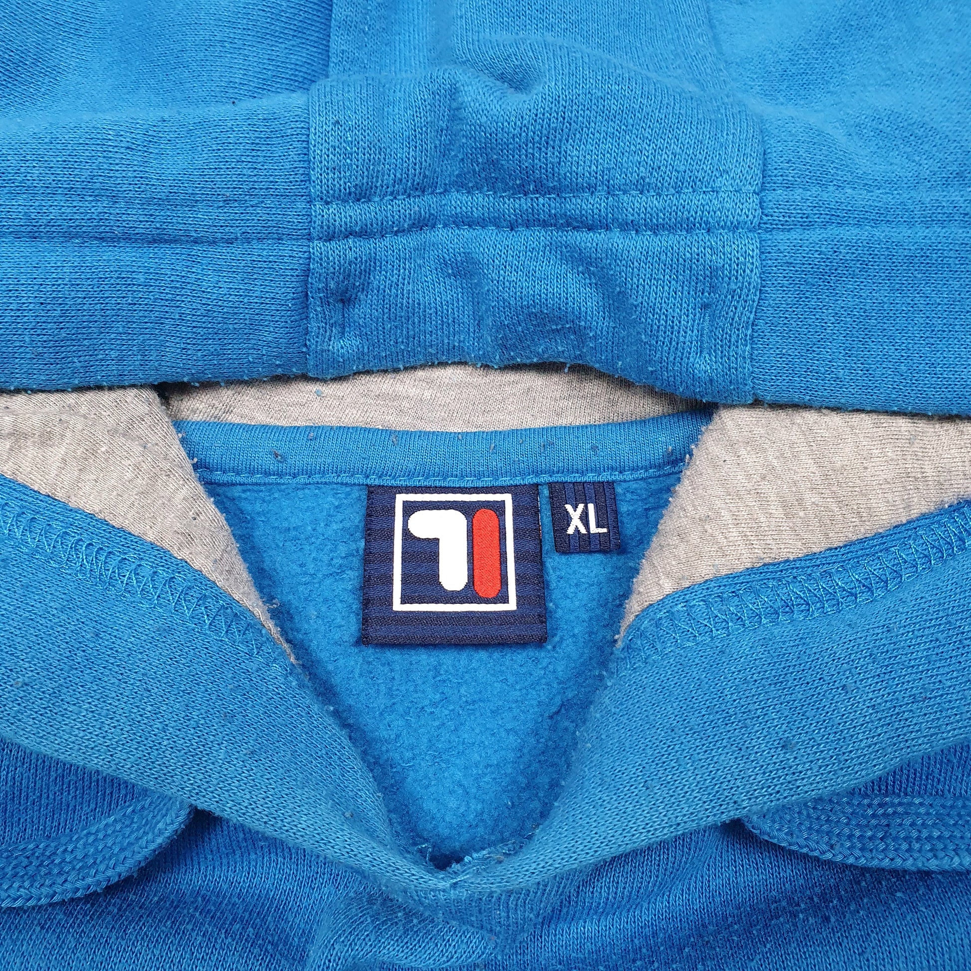 Mens Blue Fila Spellout Hoodie Jumper