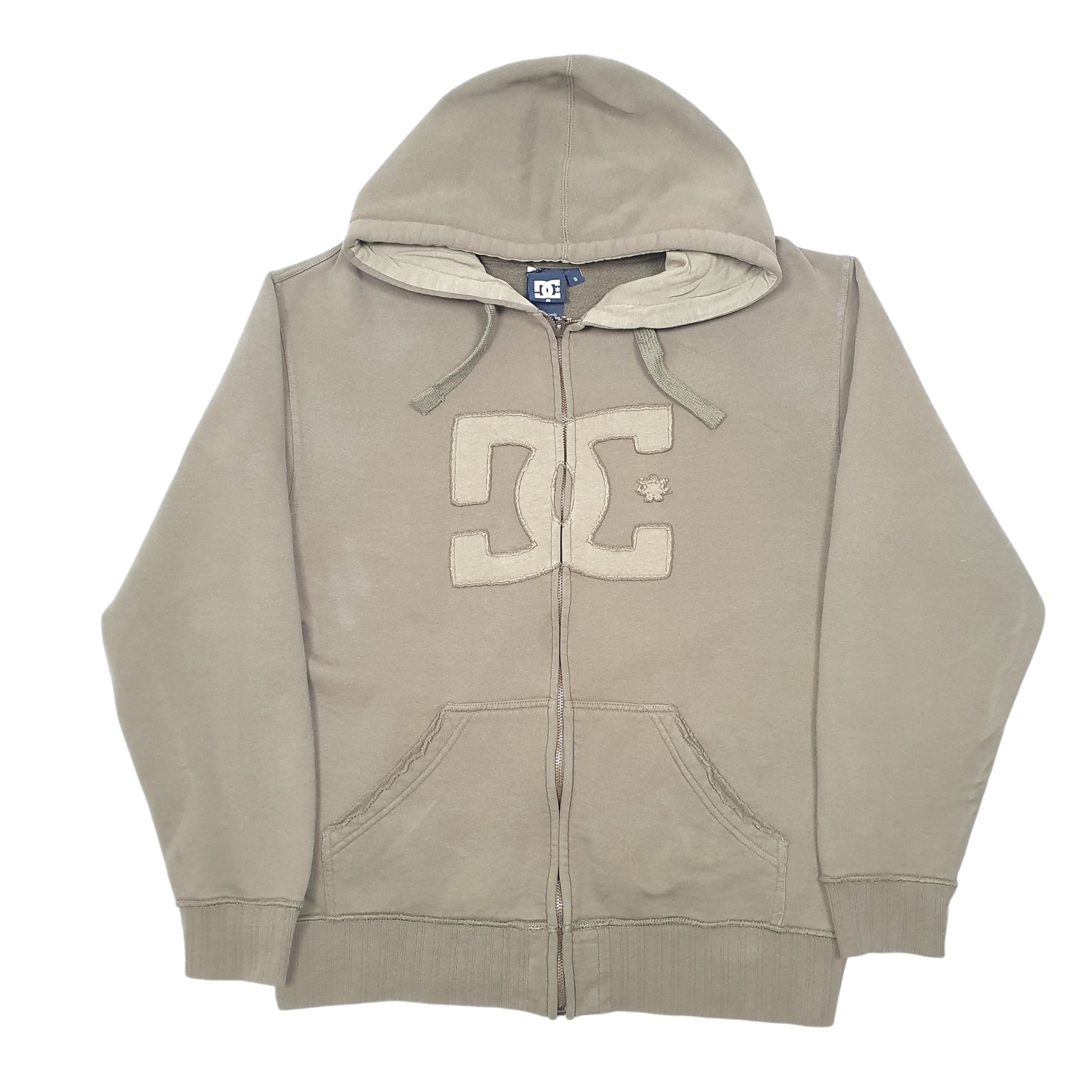 Mens Khaki DC Hoodie Skateboarding Shoes Full Zip Jumper