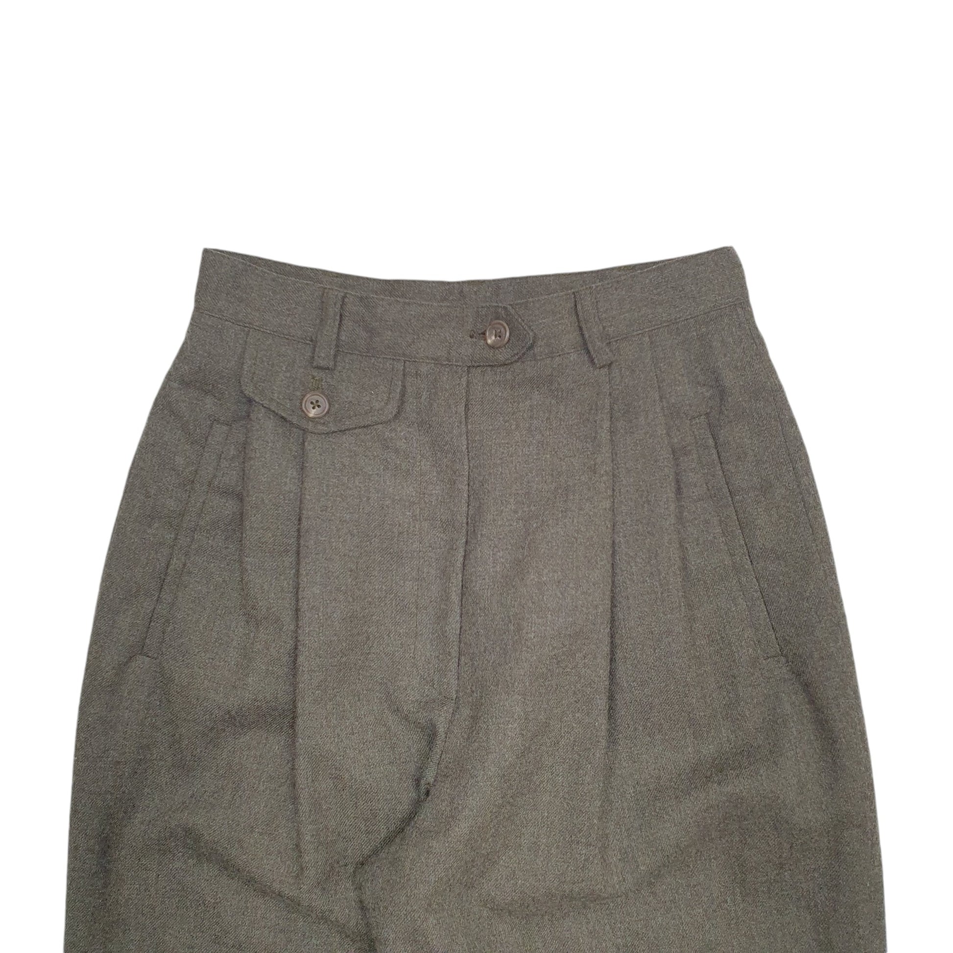 Womens Grey Ralph Lauren Wool Made In USA Pleated Chino Trousers