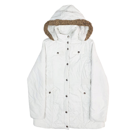 Womens White YMI Parka Trench Hooded Crewneck Coat