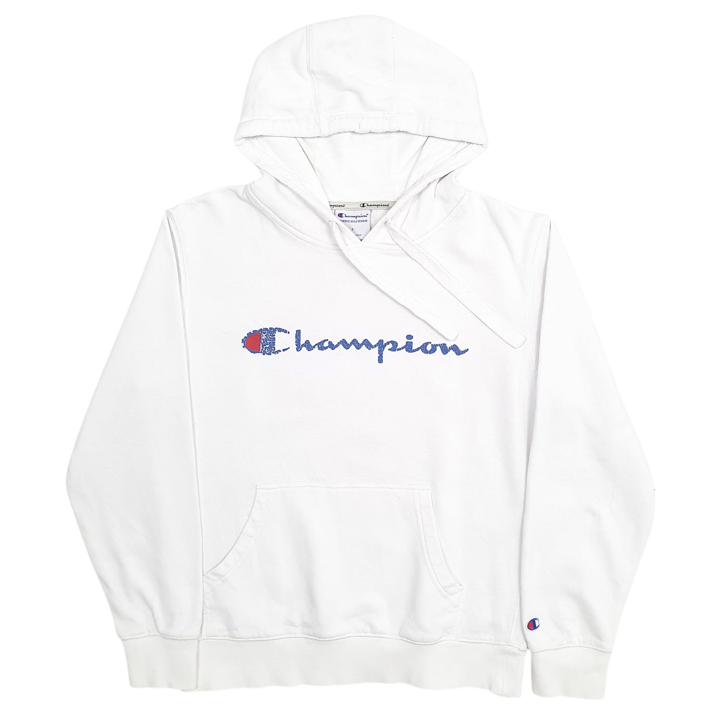 Womens White Champion Spellout Hoodie Jumper