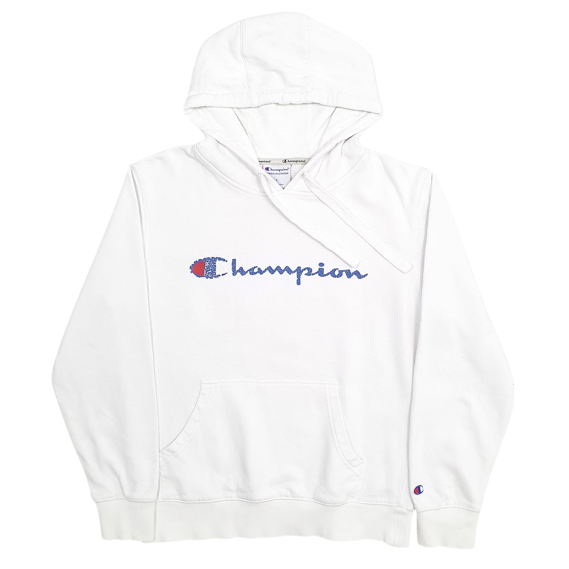 Womens White Champion Spellout Hoodie Jumper