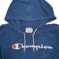 Mens Blue Champion Spellout Hoodie Jumper