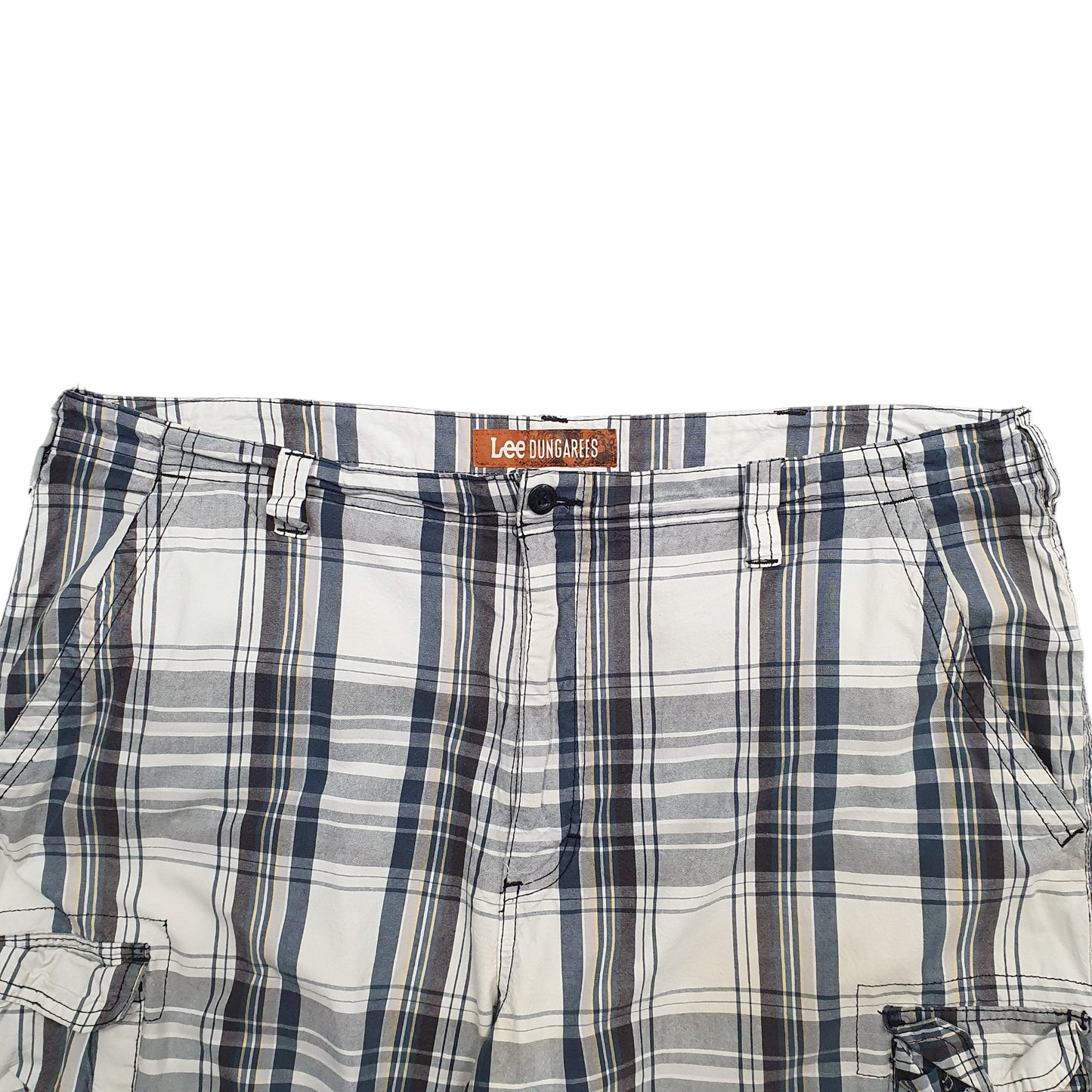 Mens Grey Lee Madras Ivy League Chino Shorts