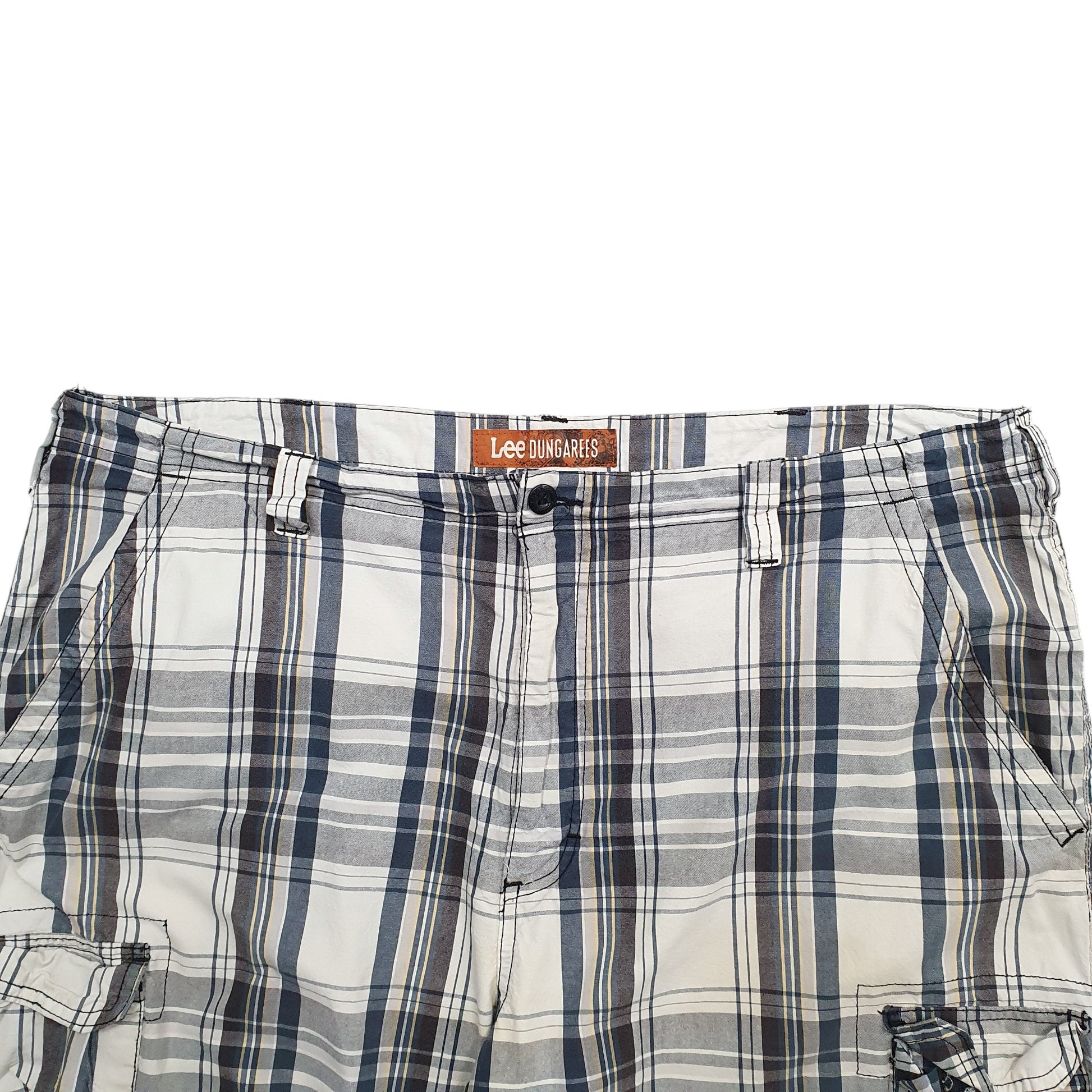 Mens Grey Lee Madras Ivy League Chino Shorts