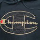 Womens Black Champion Cropped Cut Off Sequined Reverse Weave Hoodie Jumper