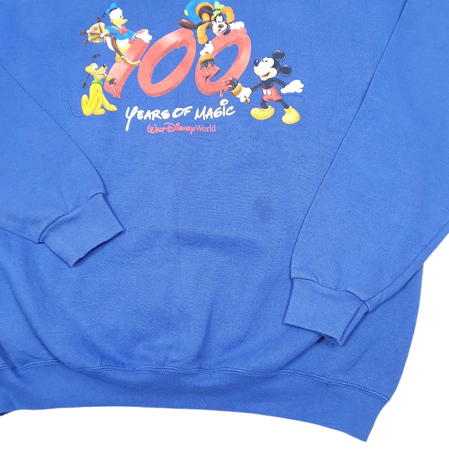 Mens Blue Disney Disneyland 100 Years Mickey Goofy Donald Crewneck Jumper