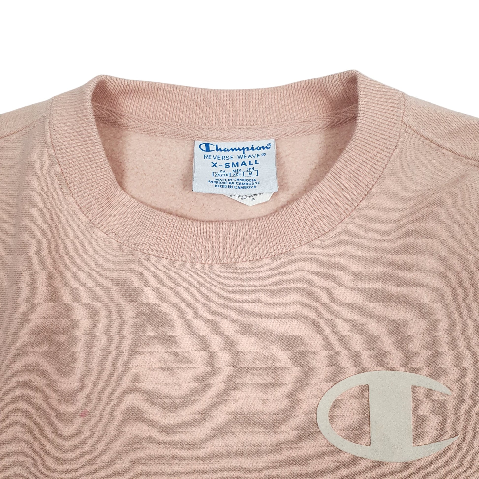 Womens Champion Pink Crewneck Cropped Crop Top Reverse Weave