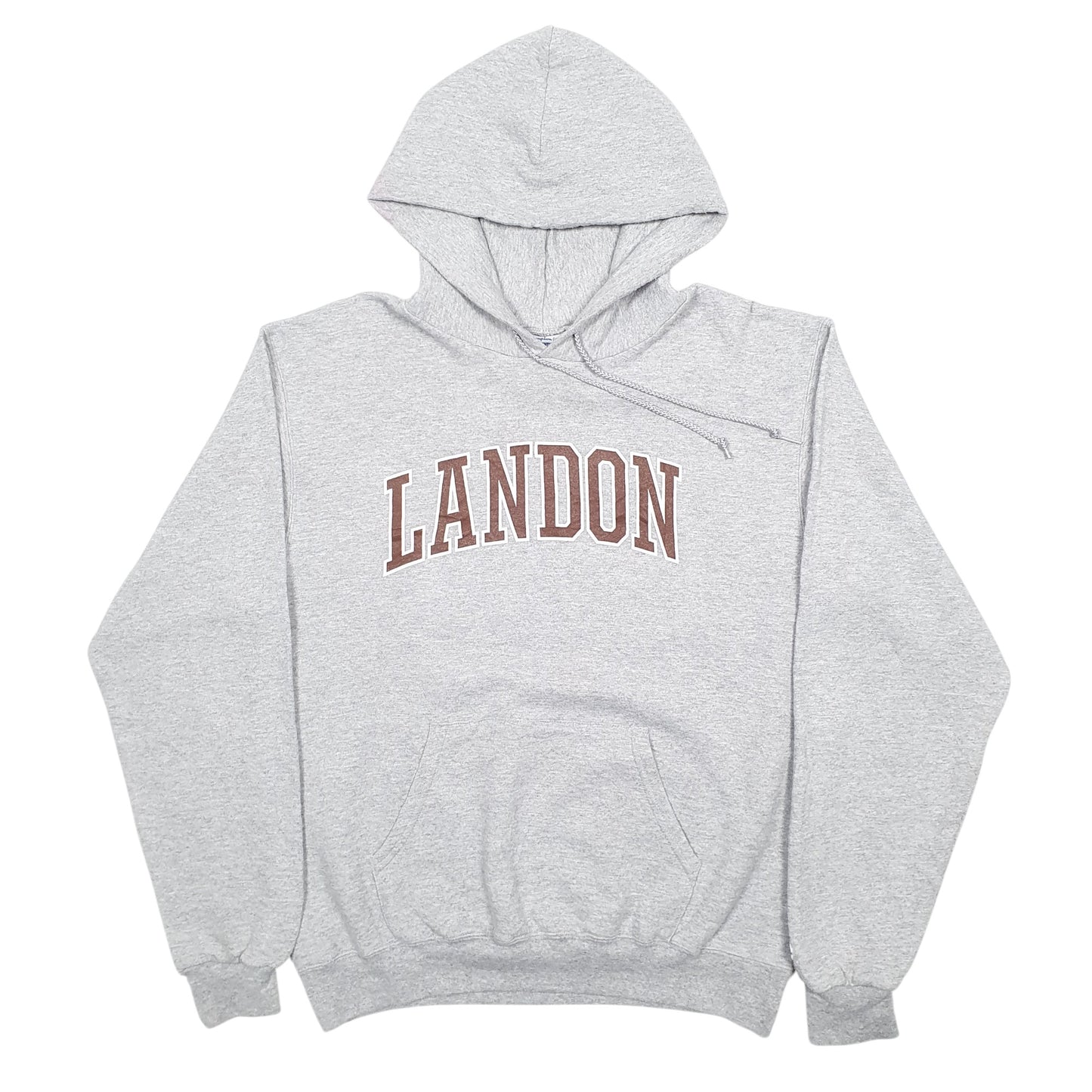 Mens Grey Champion Landon Spellout Hoodie Jumper