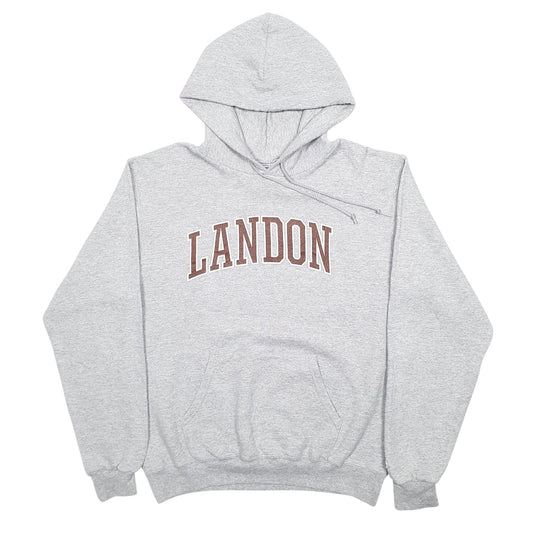 Mens Grey Champion Landon Spellout Hoodie Jumper