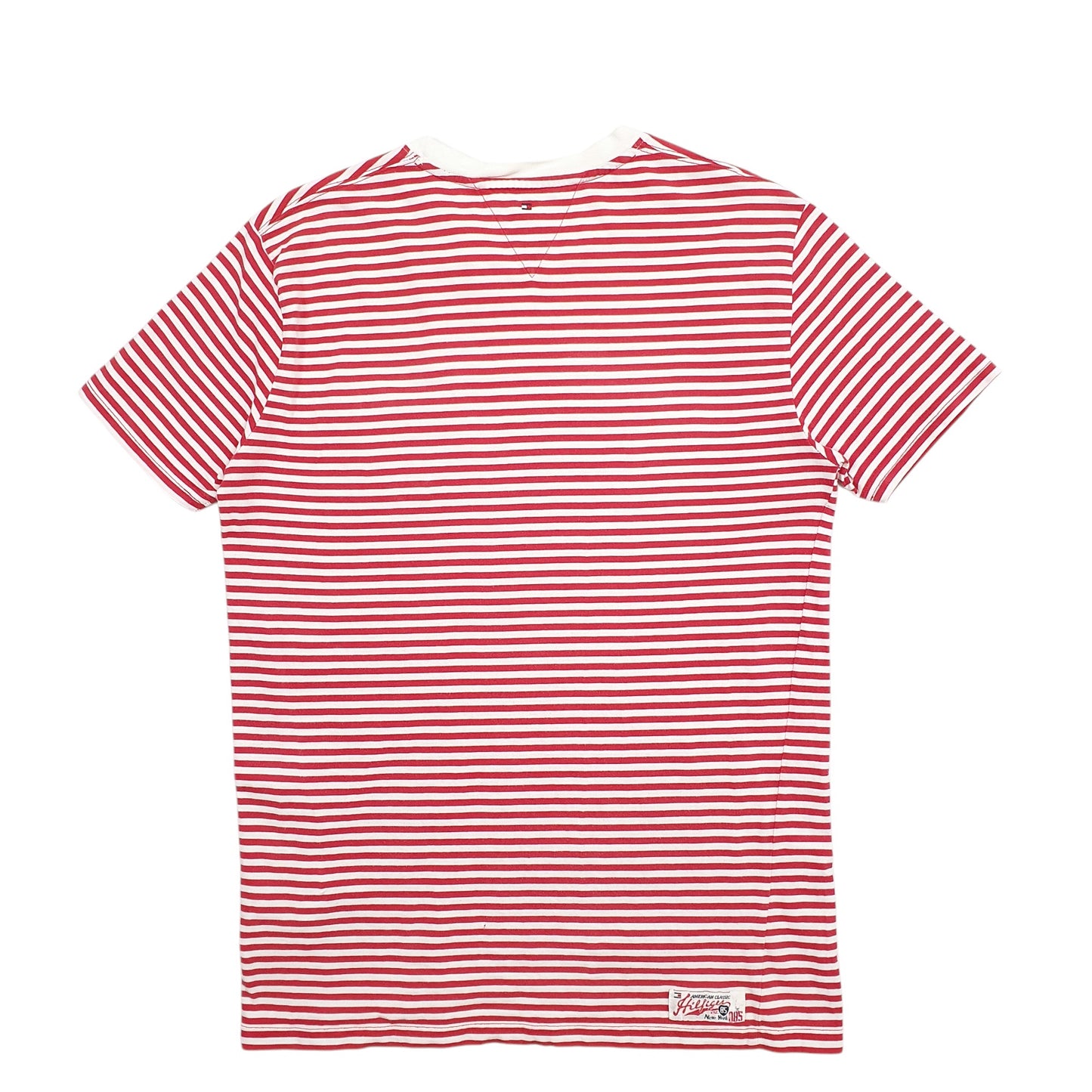 Mens Red Tommy Hilfiger Stripes Short Sleeve T Shirt