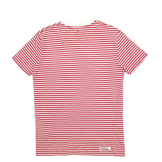 Mens Red Tommy Hilfiger Stripes Short Sleeve T Shirt
