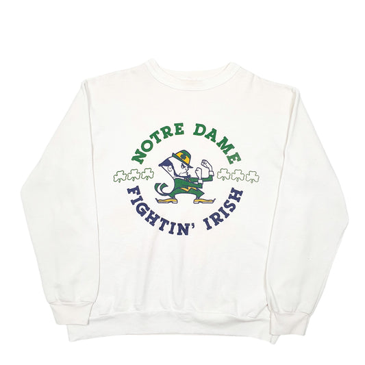 Mens Cream Dodger Sportswear Vintage Notre Dame Fighting Irish 70s 80s Made In USA Football Crewneck Jumper
