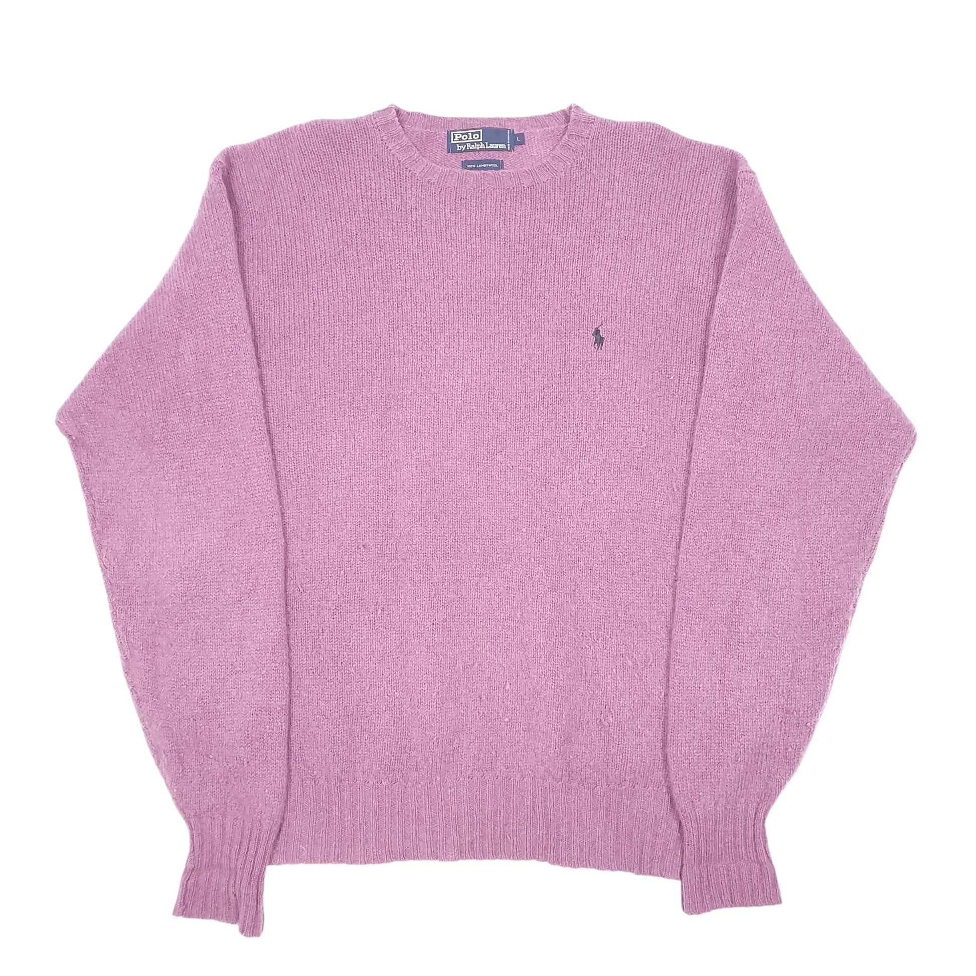 Mens Lilac Polo Ralph Lauren Lambswool Sweater Shetland Crewneck Jumper