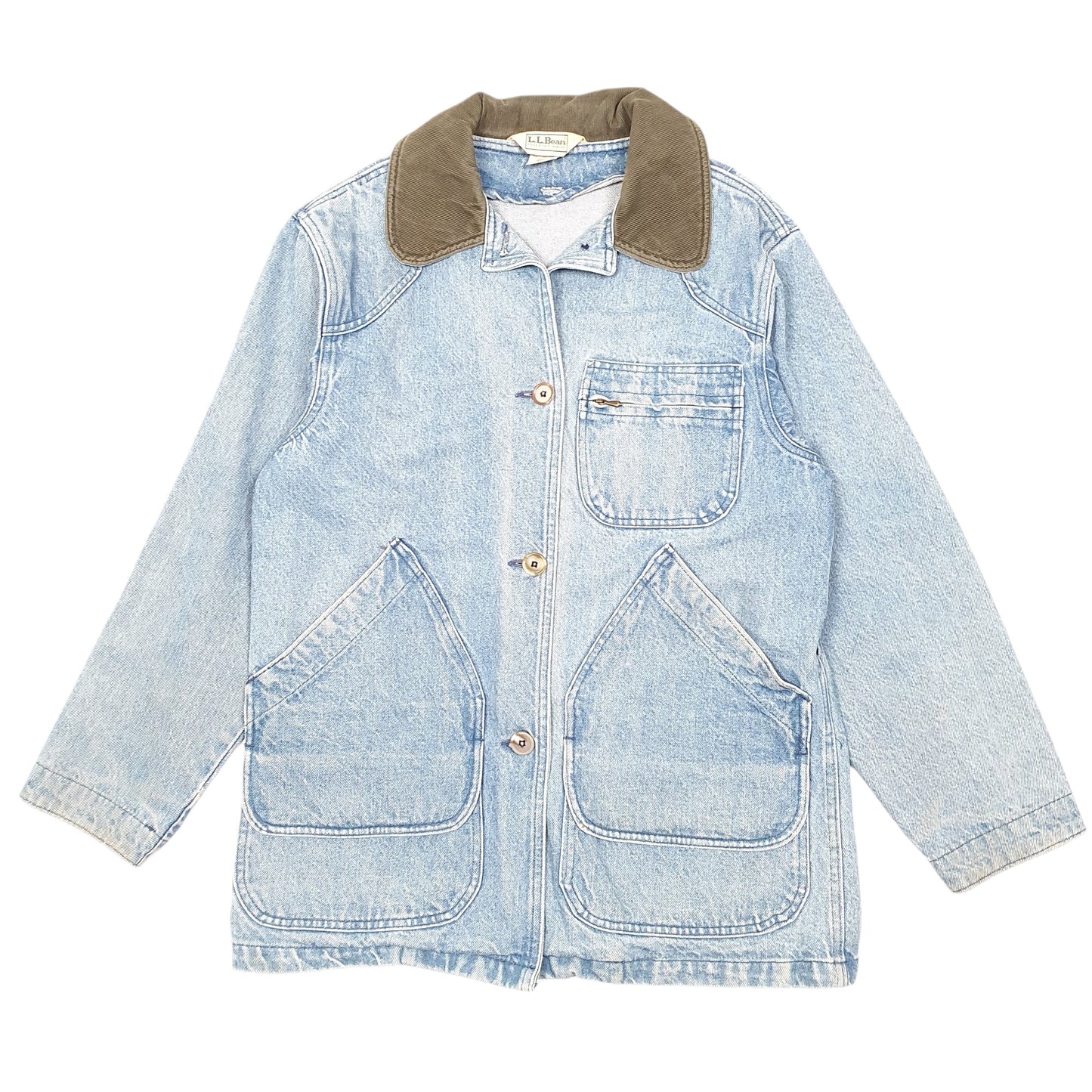 Womens Blue L.L.Bean Vintage Denim Barn Workwear Made In USA  Coat