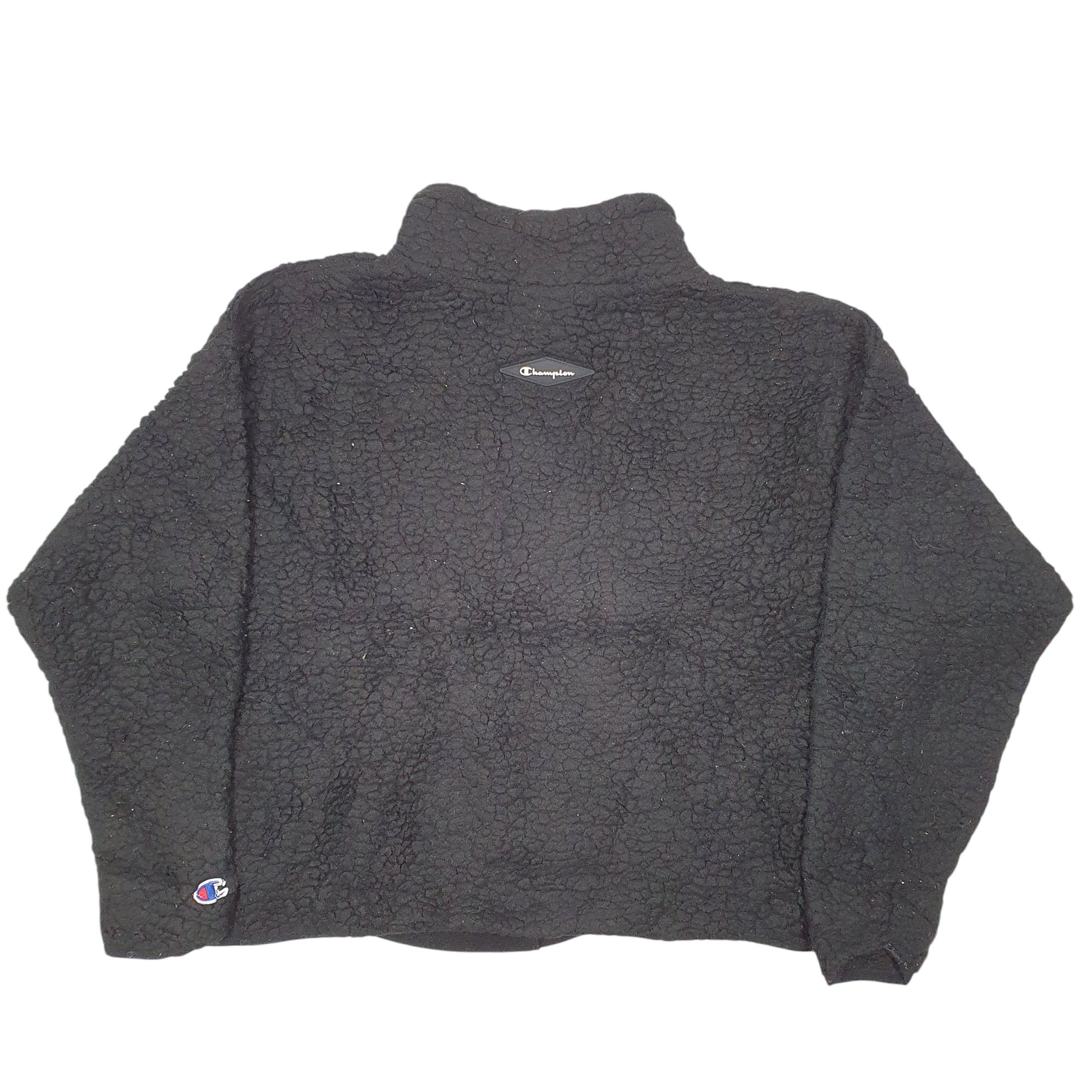 Womens Black Champion Cropped Quarter Zip Jumper