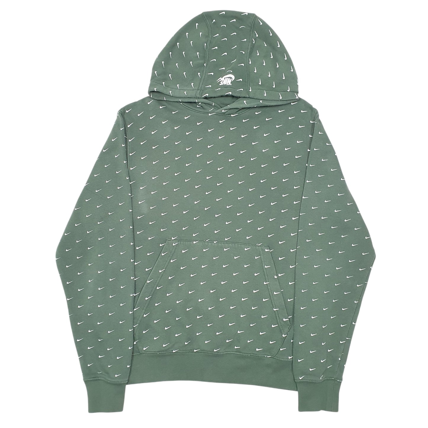 Mens Green Nike Swoosh Print Hoodie Jumper