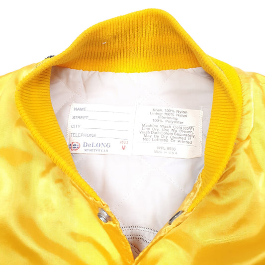 Mens Yellow Delong Vintage 80s 90s Varsity Coach Baseball ABC Made In USA  Coat