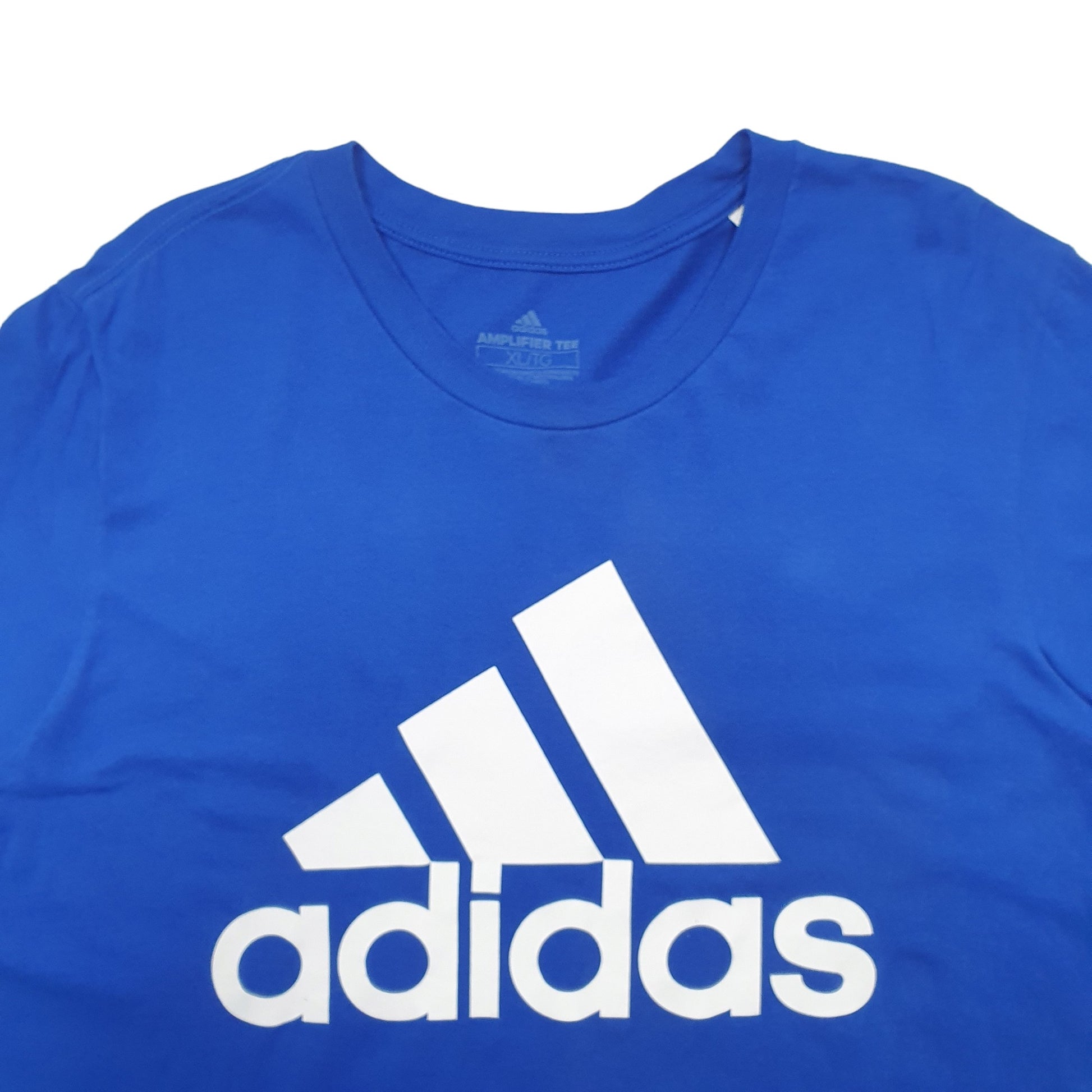 Mens Blue Adidas Spellout Short Sleeve T Shirt