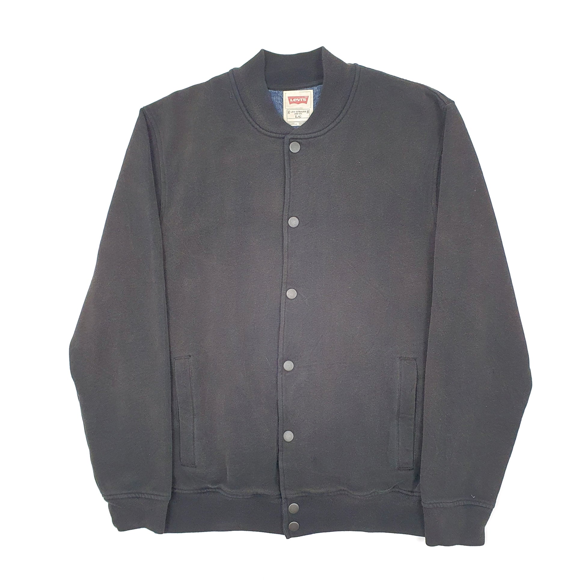 Mens Black Levis Varsity Jumper Cardigan Coat