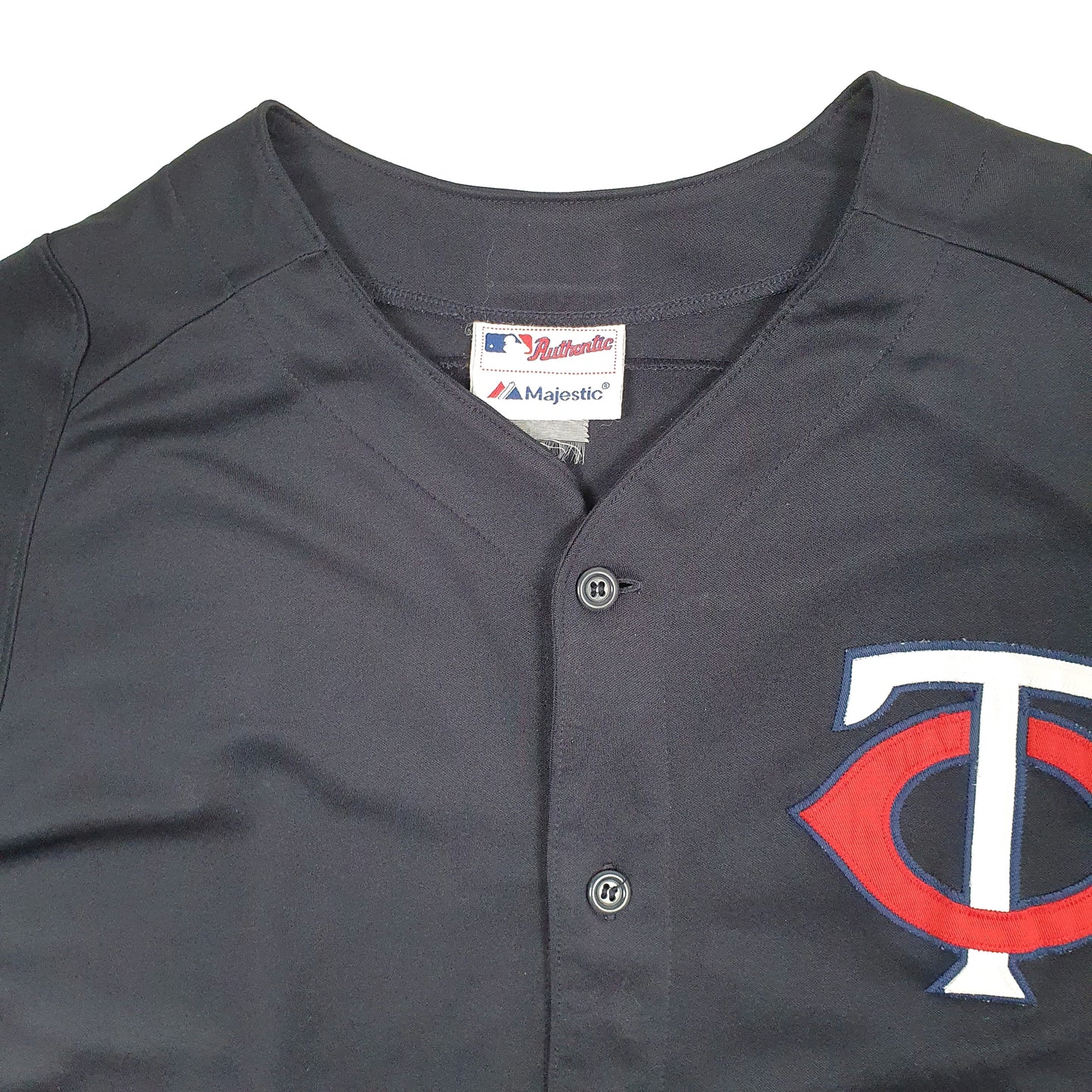 Mens Navy Majestic MLB Baseball Jersey Minnesota Twins Vintage Short Sleeve T Shirt
