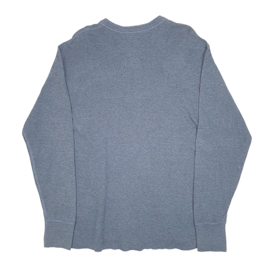 Mens Blue L.L.Bean Thermal Henley Long Sleeve T Shirt