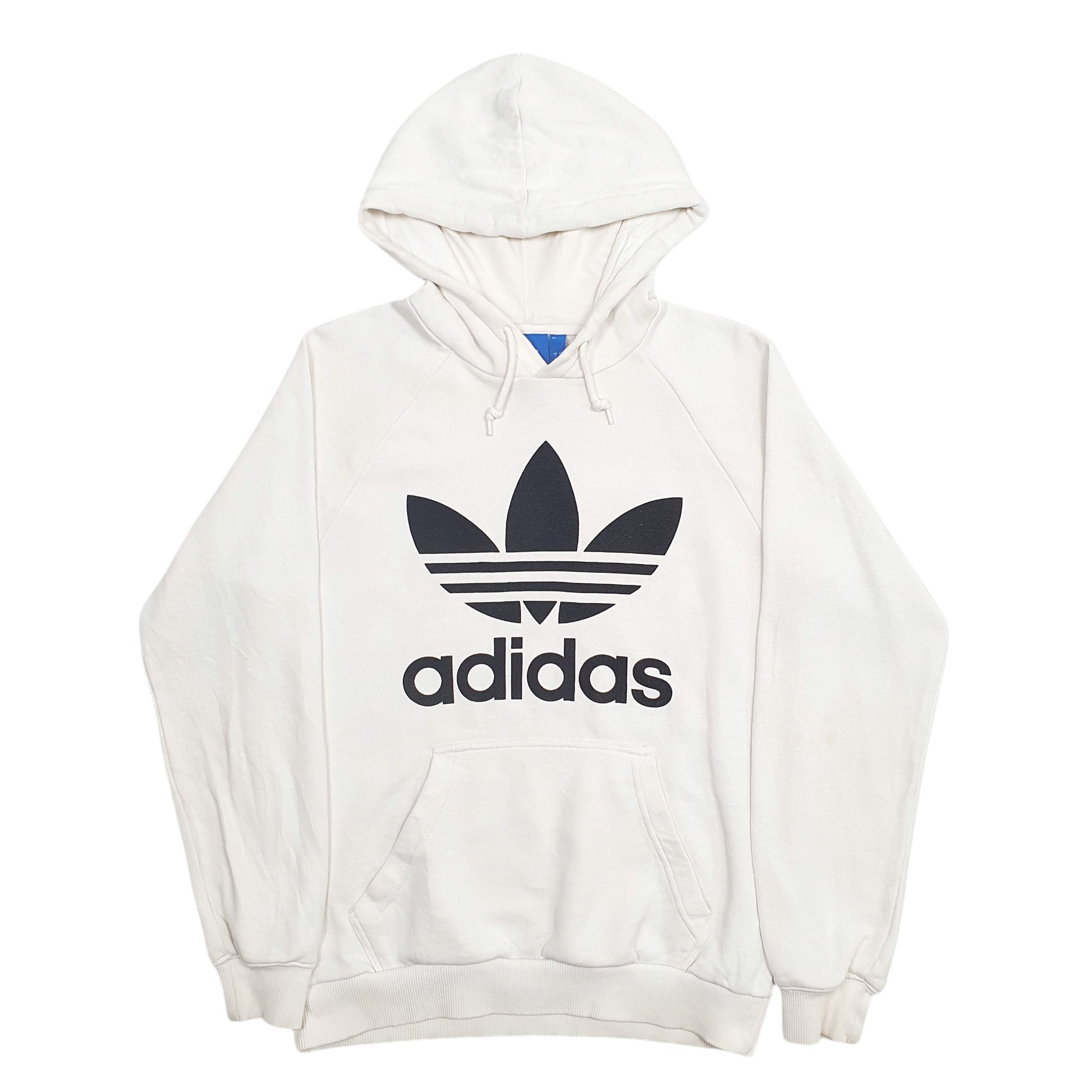 Mens White Adidas Spellout Hoodie Jumper