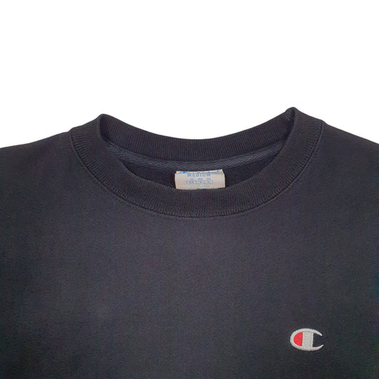 Mens Black Champion Reverse Weave Crewneck Jumper