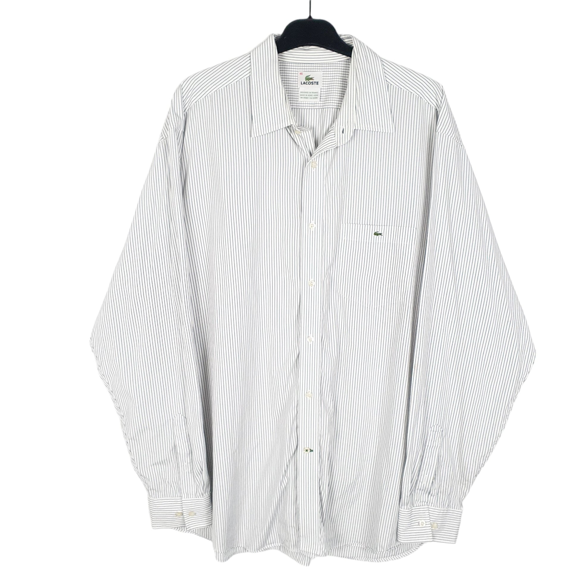 Mens White Lacoste  Long Sleeve Shirt