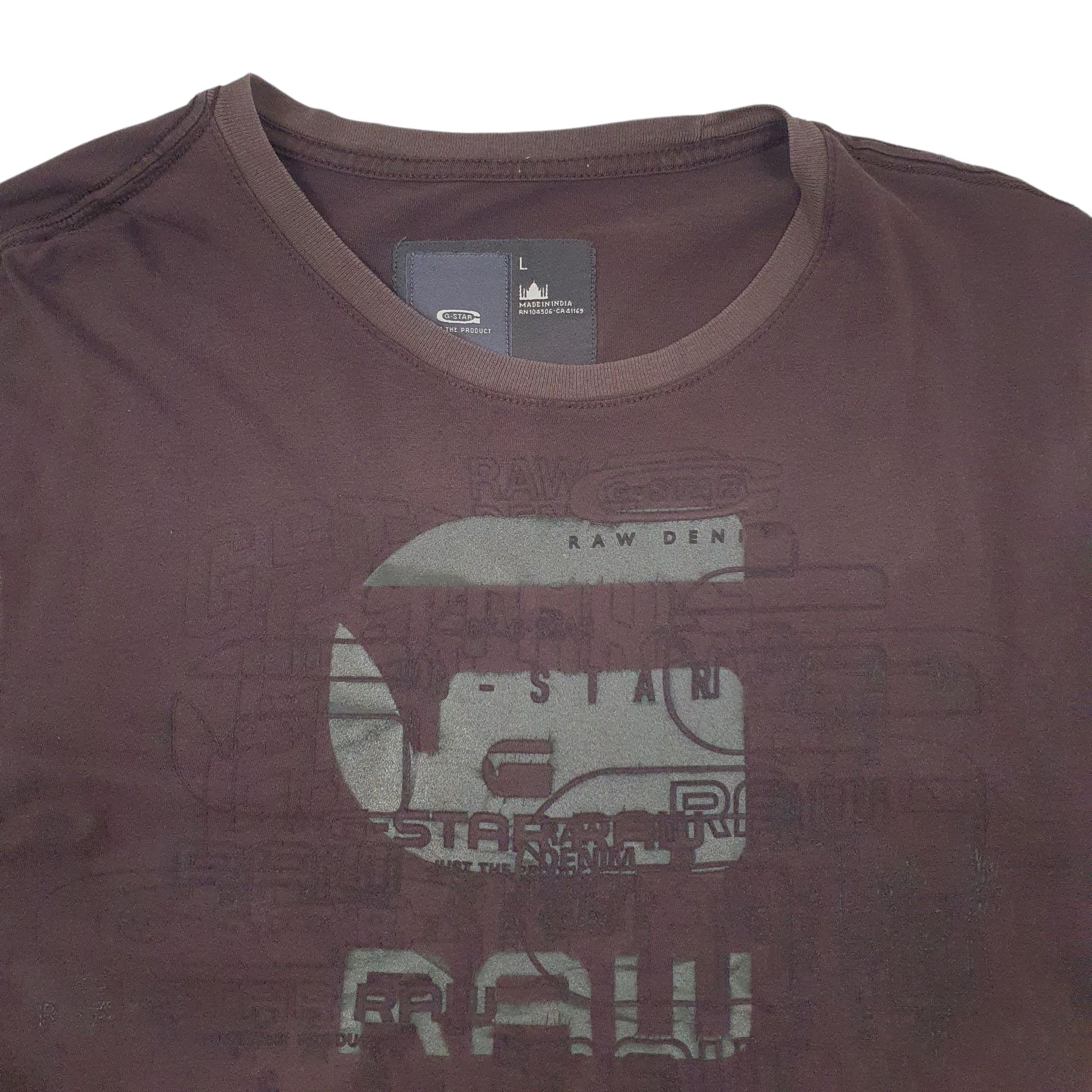 Mens Brown G Star Raw Short Sleeve T Shirt