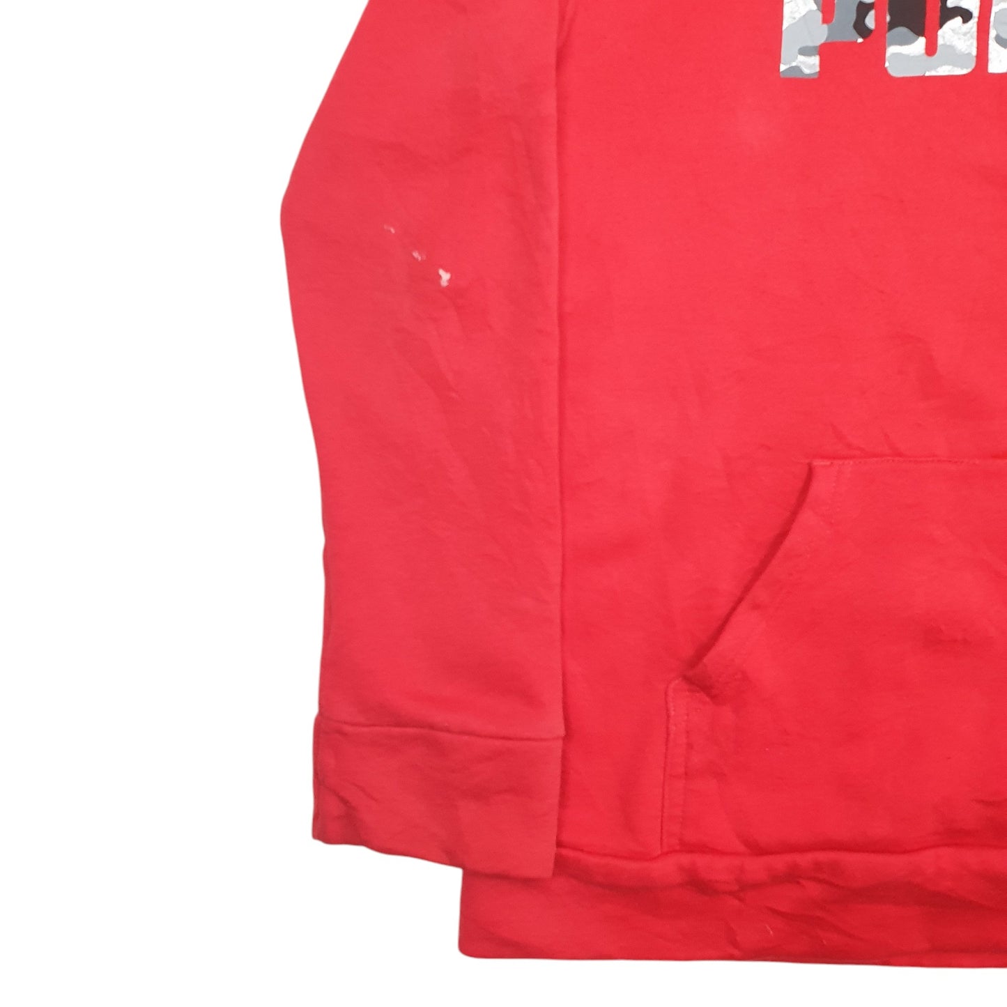 Mens Red Puma Spellout Hoodie Jumper