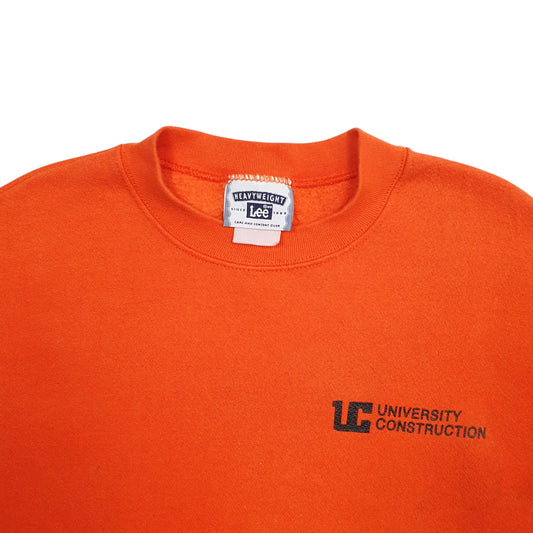 Mens Orange Lee University Construction Spellout Crewneck Jumper
