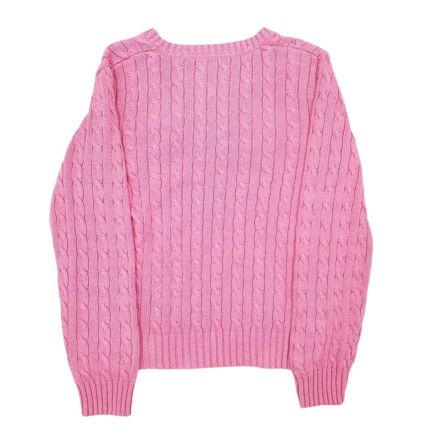 Mens Pink Tommy Hilfiger Cable Knitwear V Neck Jumper
