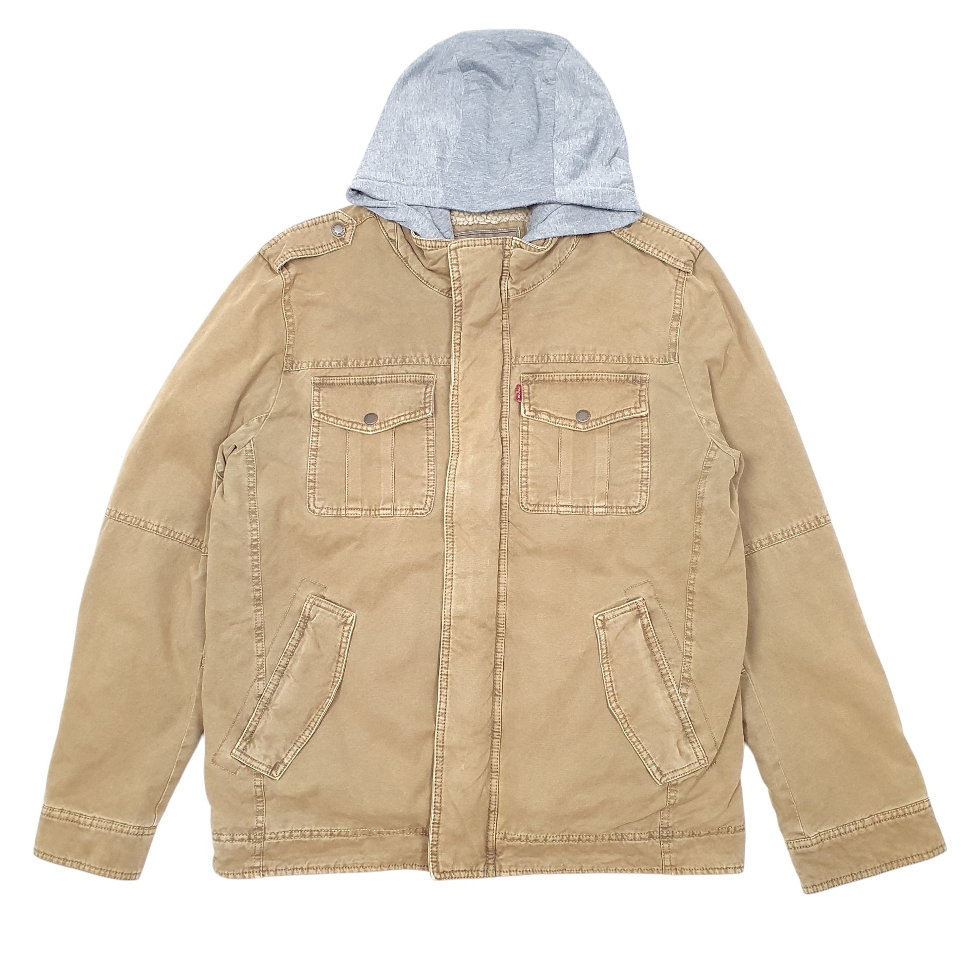 Mens Brown Levis Hooded Sherpa  Coat
