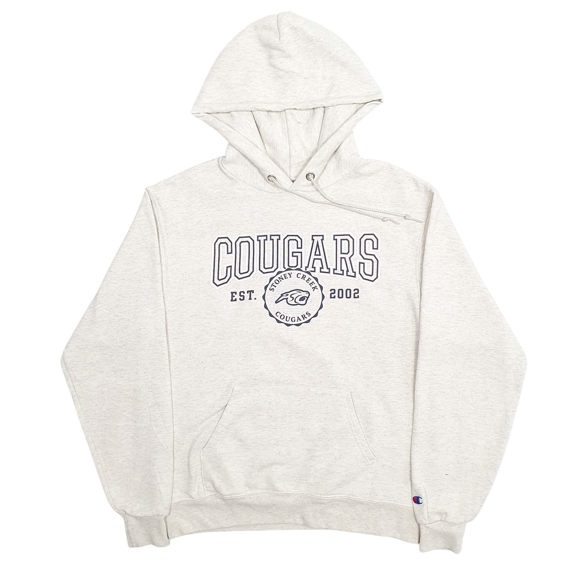 Mens Grey Champion Cougars Spellout Hoodie Jumper