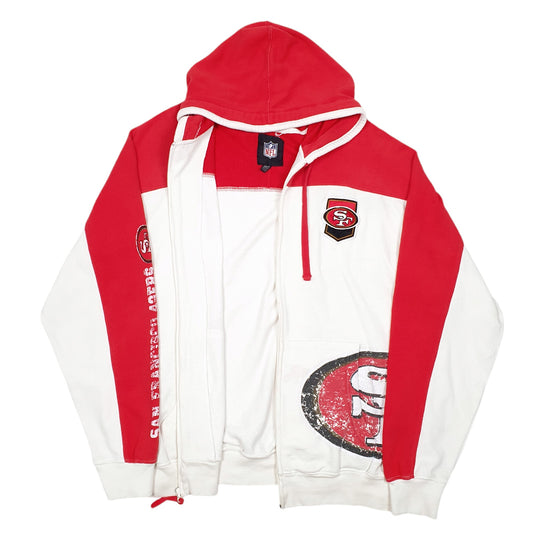 Mens White NFL Hoodie San Francisco 49ers Football USA Full Zip Jumper