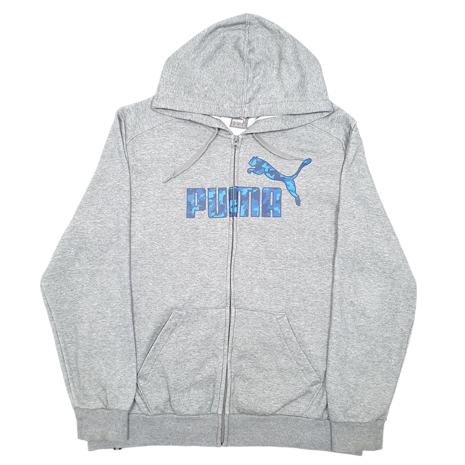 Mens Grey Puma Hoodie Full Zip Jumper