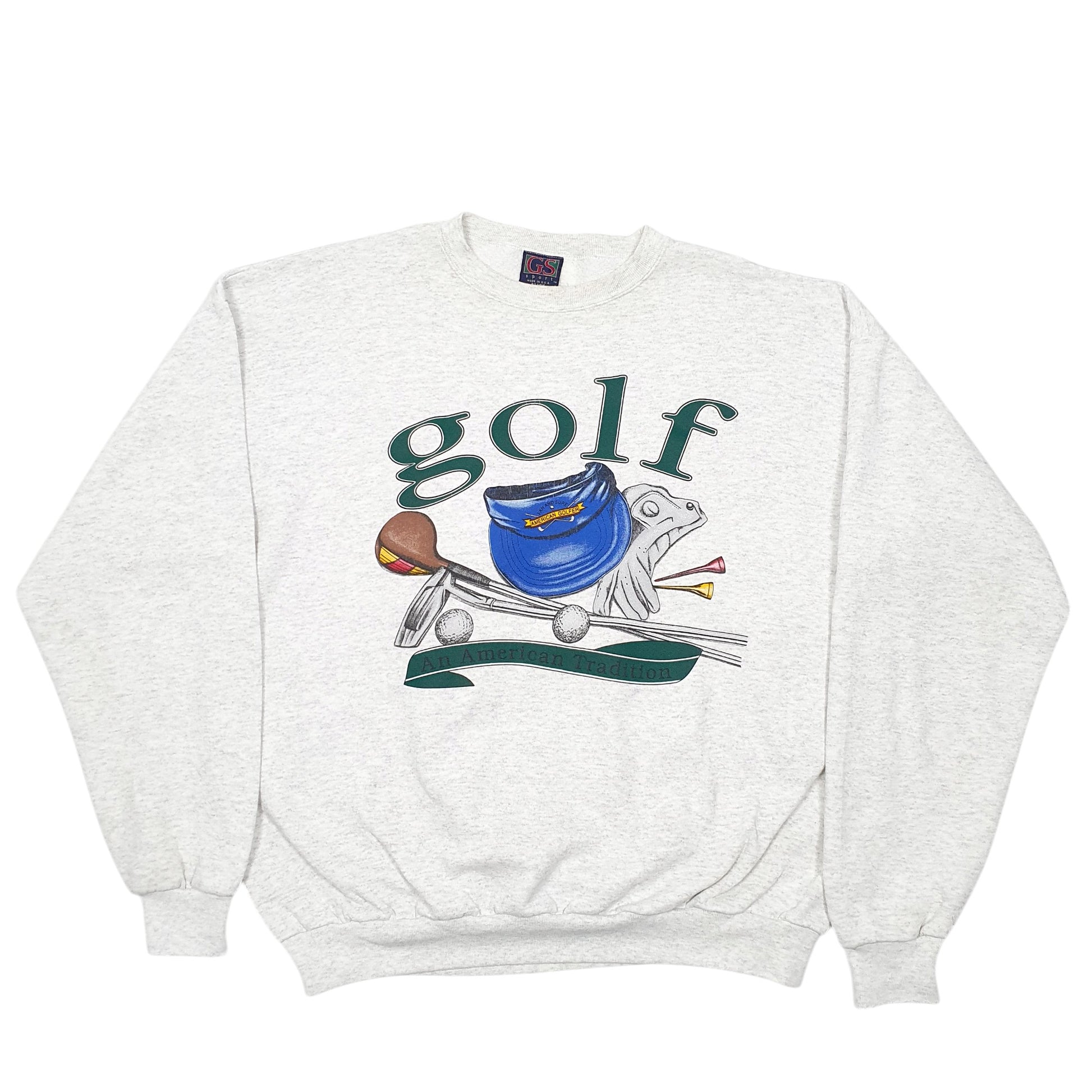 Mens Grey GS Sport Vintage Golf American Made In USA Crewneck Jumper