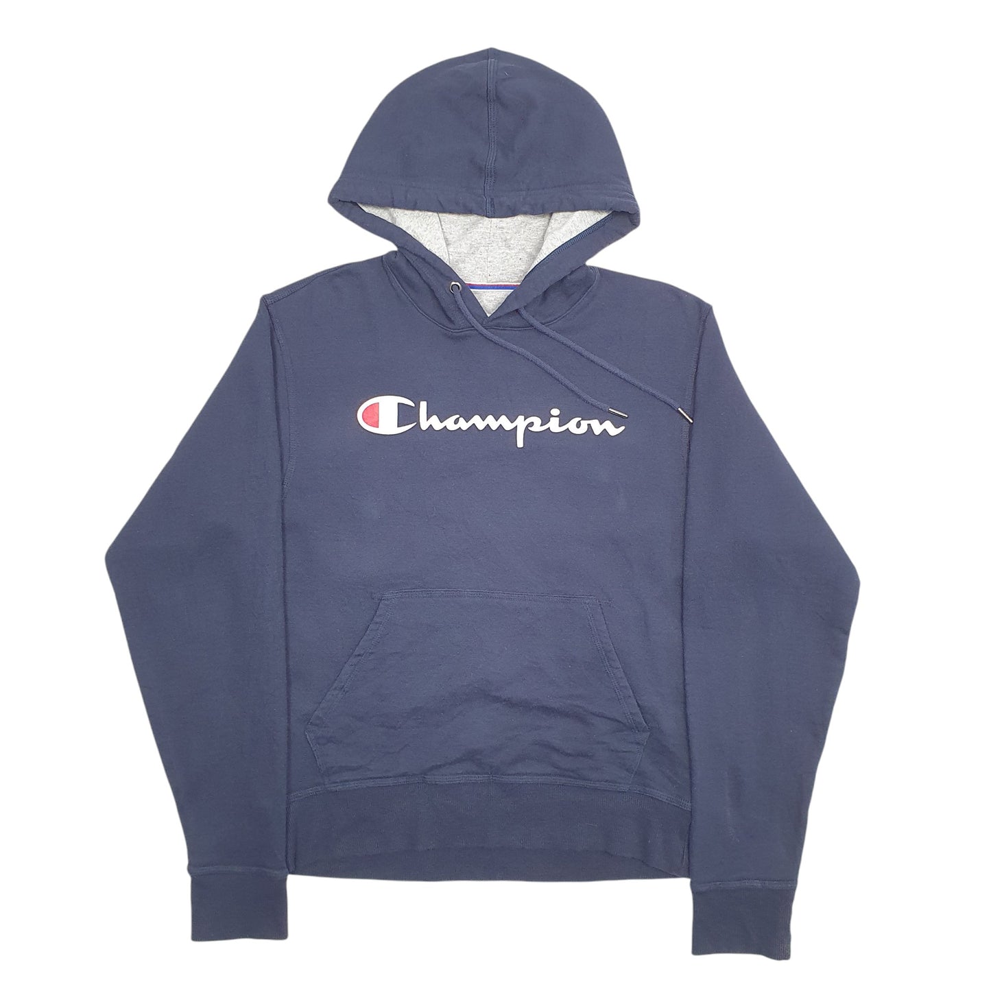 Womens Navy Champion Spellout Hoodie Jumper