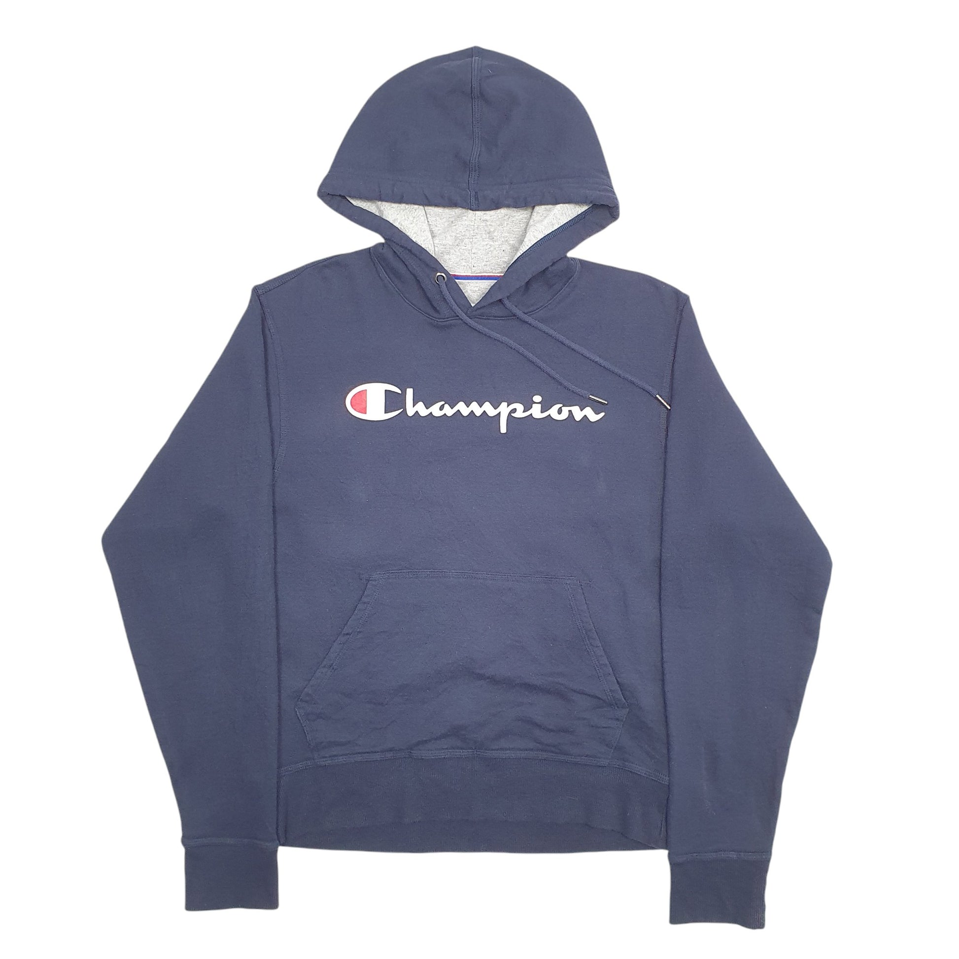 Womens Navy Champion Spellout Hoodie Jumper