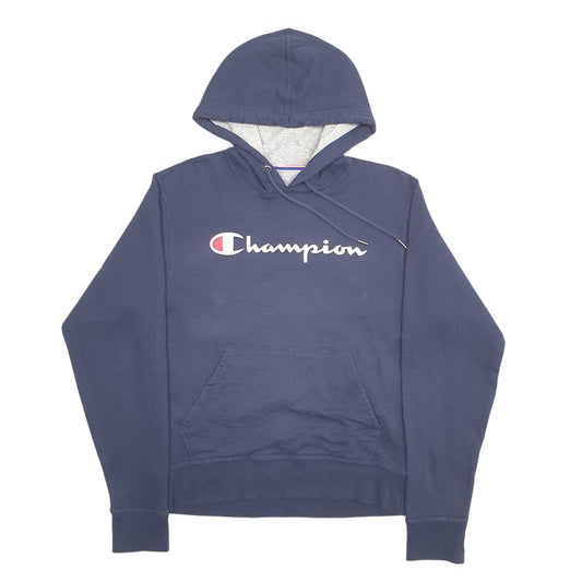 Womens Navy Champion Spellout Hoodie Jumper