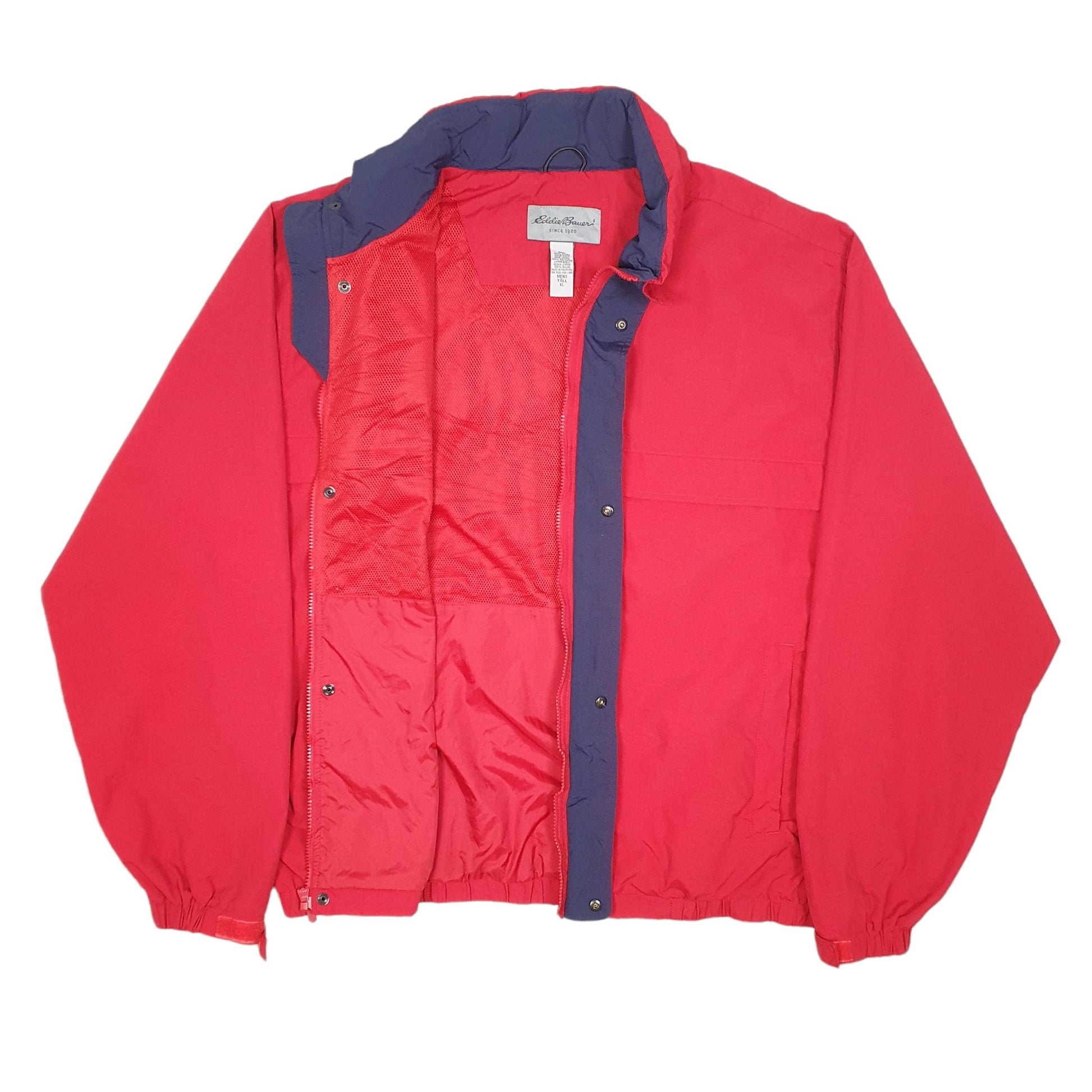 Mens Red Eddie Bauer Sailing Windbreaker Hooded  Coat